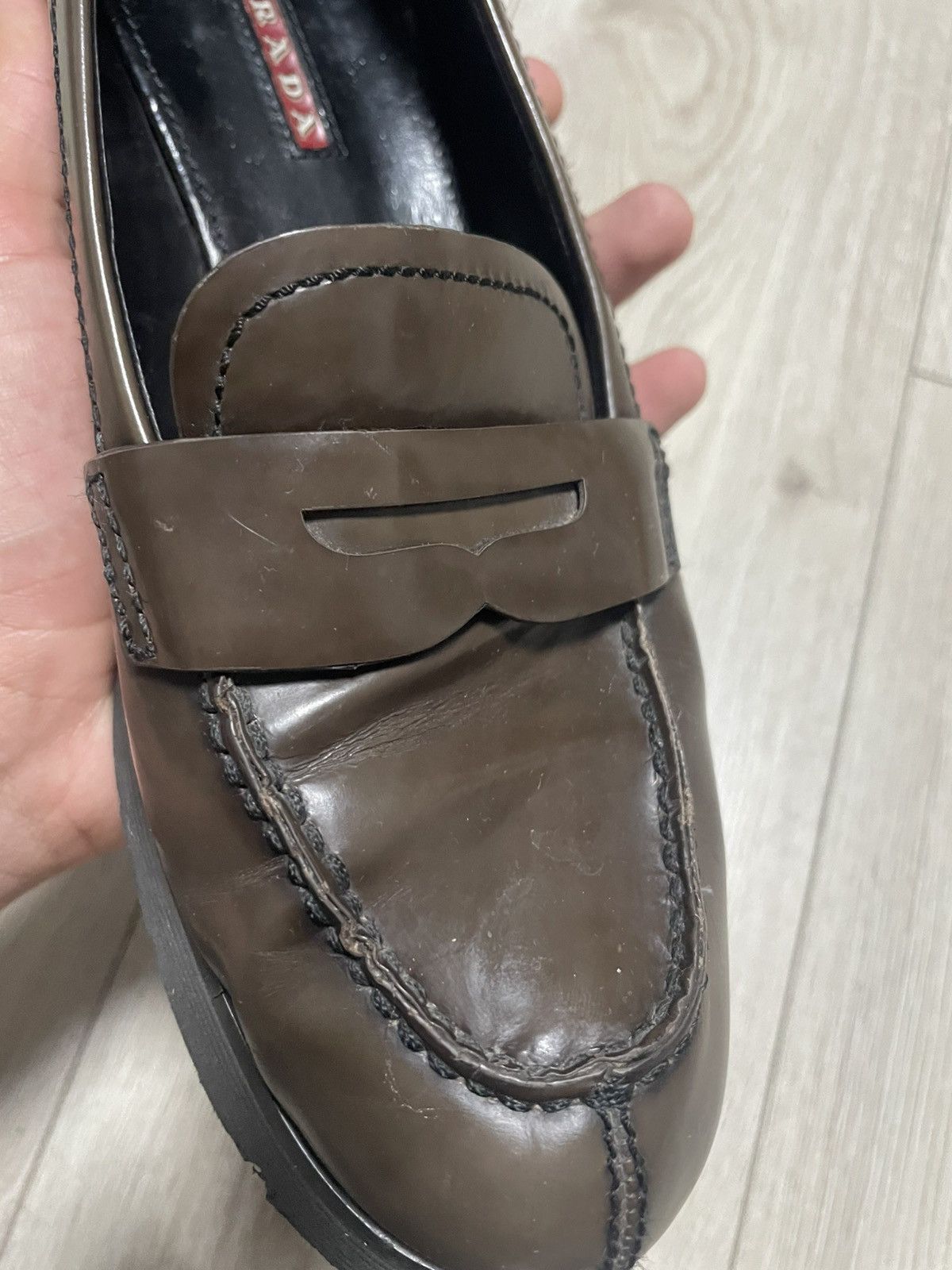 Prada × Vintage Vintage 00s Prada Spazzolato Leather Penny Loafer 3d5575 Size US 8 / IT 38 - 20 Thumbnail