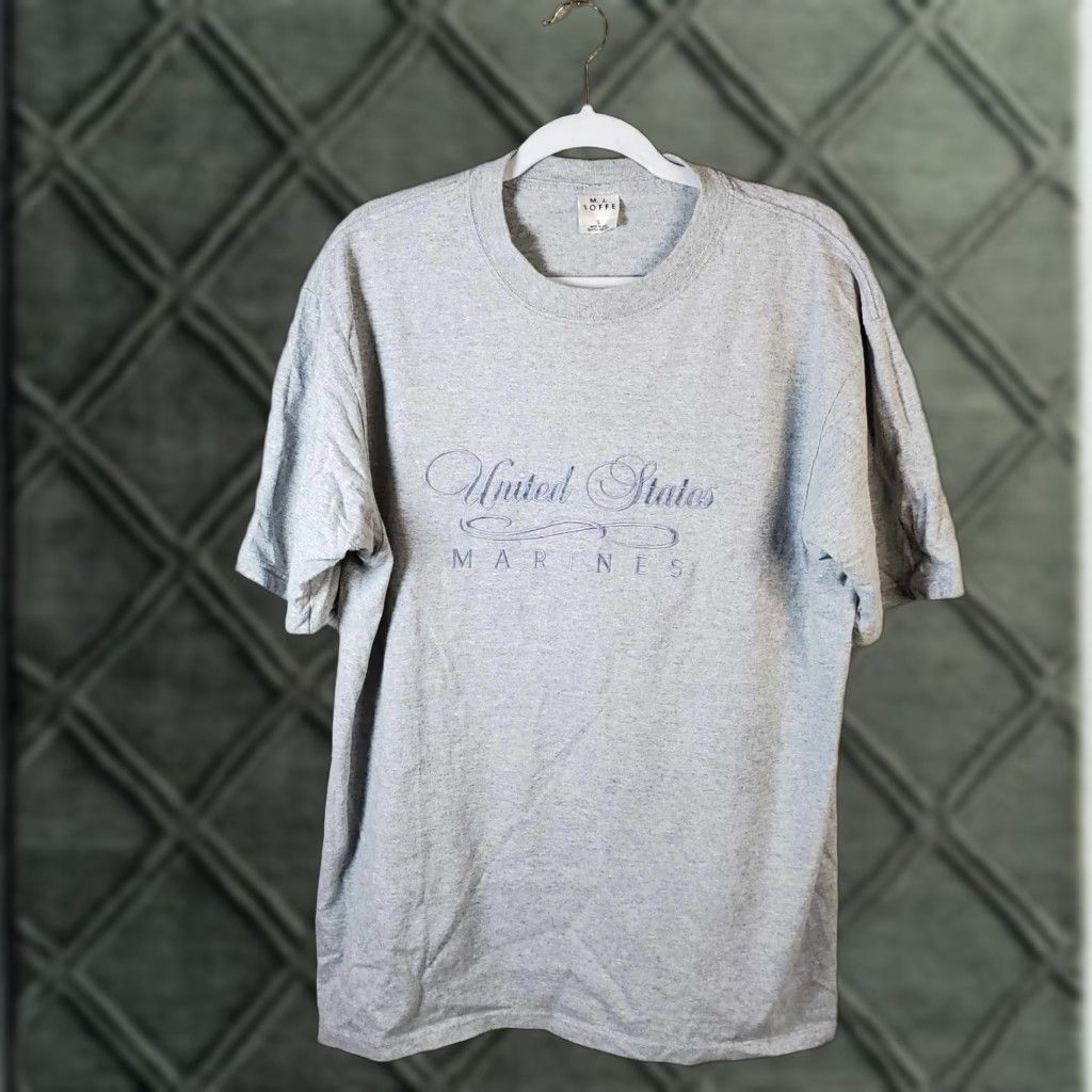 Soffe VINTAGE Soffe T Shirt Embroidered US Marines Military USA Mens Large L Gray 90s Size US L / EU 52-54 / 3 - 1 Thumbnail
