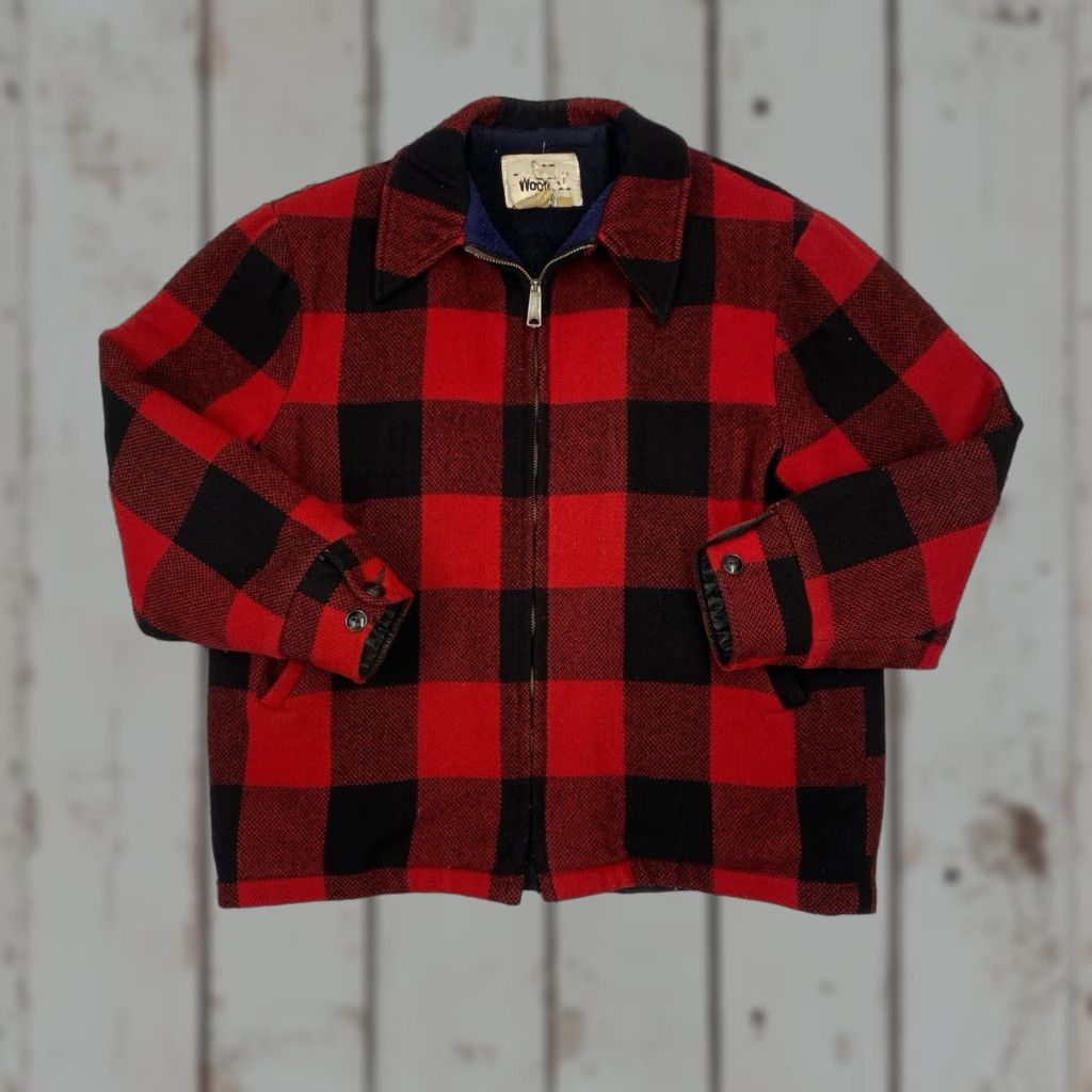 Vintage VINTAGE Woolrich Plaid Full Zip Up Jacket L Woolrich Red Black Bomber Jacket Mens Zip Collared Full Zip 80s Size US L / EU 52-54 / 3 - 1 Thumbnail