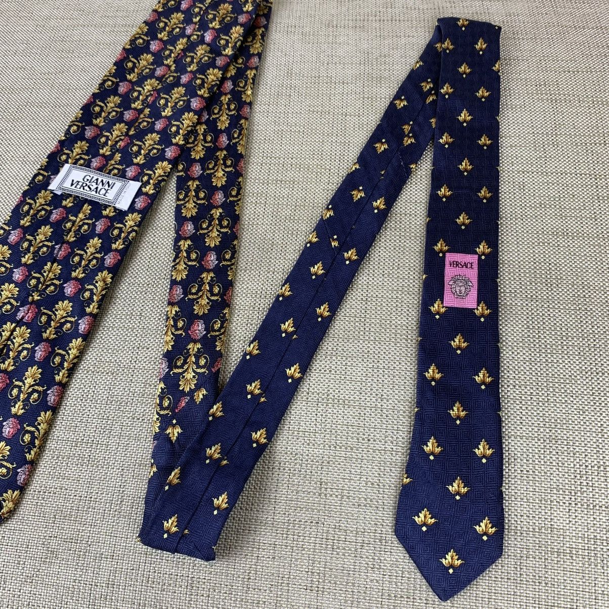 Versace × Vintage Gianni Versace Vintage Baroque Golden Silk Tie Caravate Size ONE SIZE - 6 Thumbnail