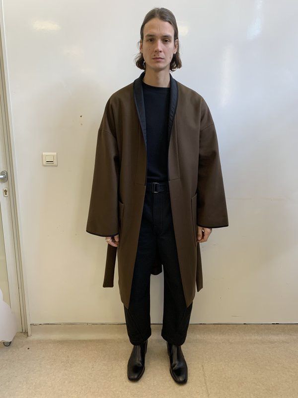 Lemaire Lemaire Wool Melton Kimono Coat Dark Brown Size US L / EU 52-54 / 3 - 16 Thumbnail