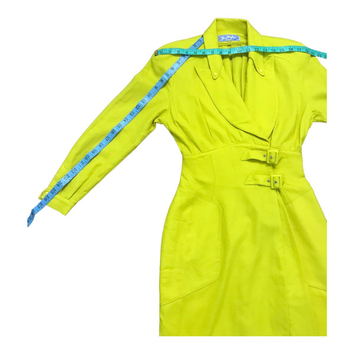 Mugler × Thierry Mugler × Vintage Thierry Mungler Wool Lime Green Dress Size ONE SIZE - 5 Thumbnail