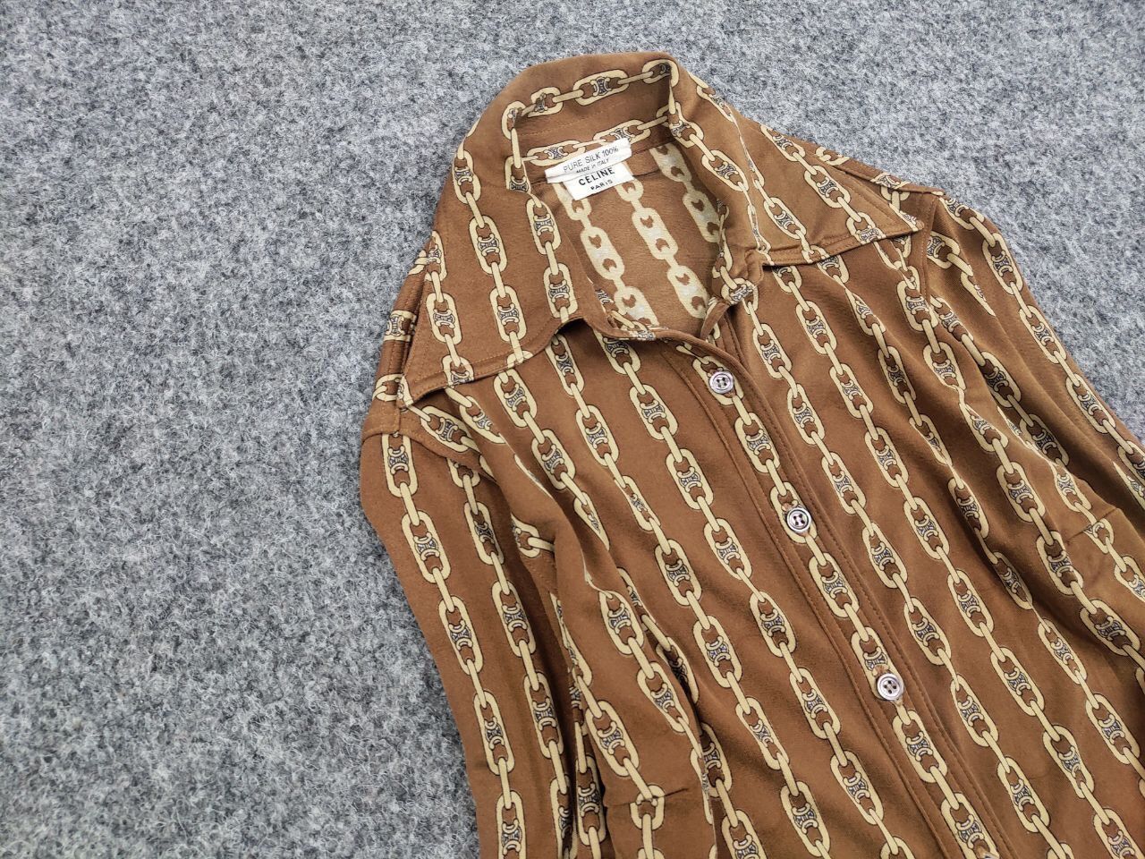 Celine Vintage 70's Celine Pure Silk Monogram Logo Blouse Shirt Size M / US 6-8 / IT 42-44 - 6 Thumbnail