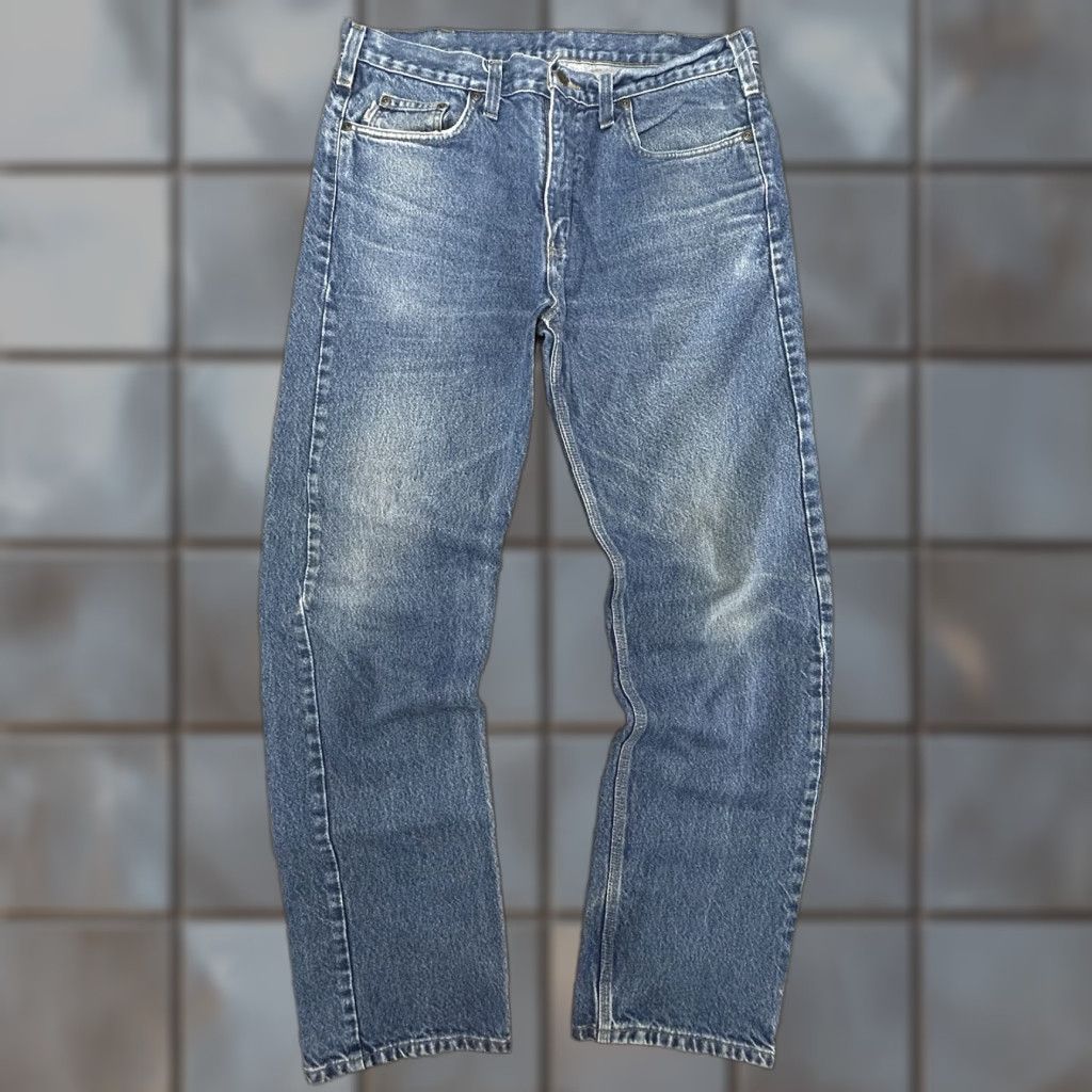 Carhartt Carhartt Jeans Adult 34x32 Straight Denim 5-Pocket Blue Cowboy Workwear Mens Size US 34 / EU 50 - 1 Thumbnail