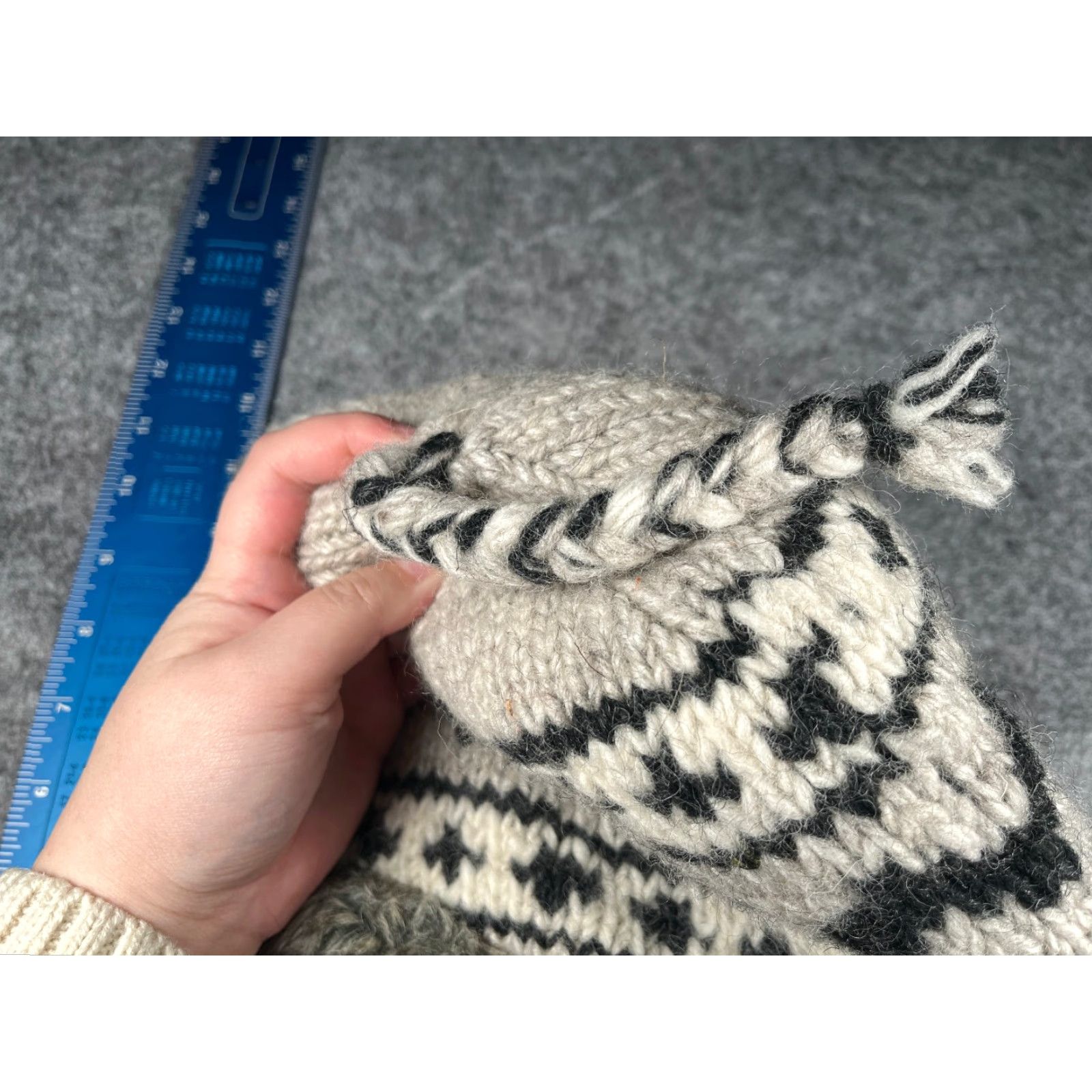 Vintage Himalaya Collection Beanie Hat Adult One Size Gray 100% Wool Lined Ear Flap Knit Wool Geometric Inspected Casual Workwear Mens Womens Unisex Adults Size ONE SIZE - 4 Thumbnail