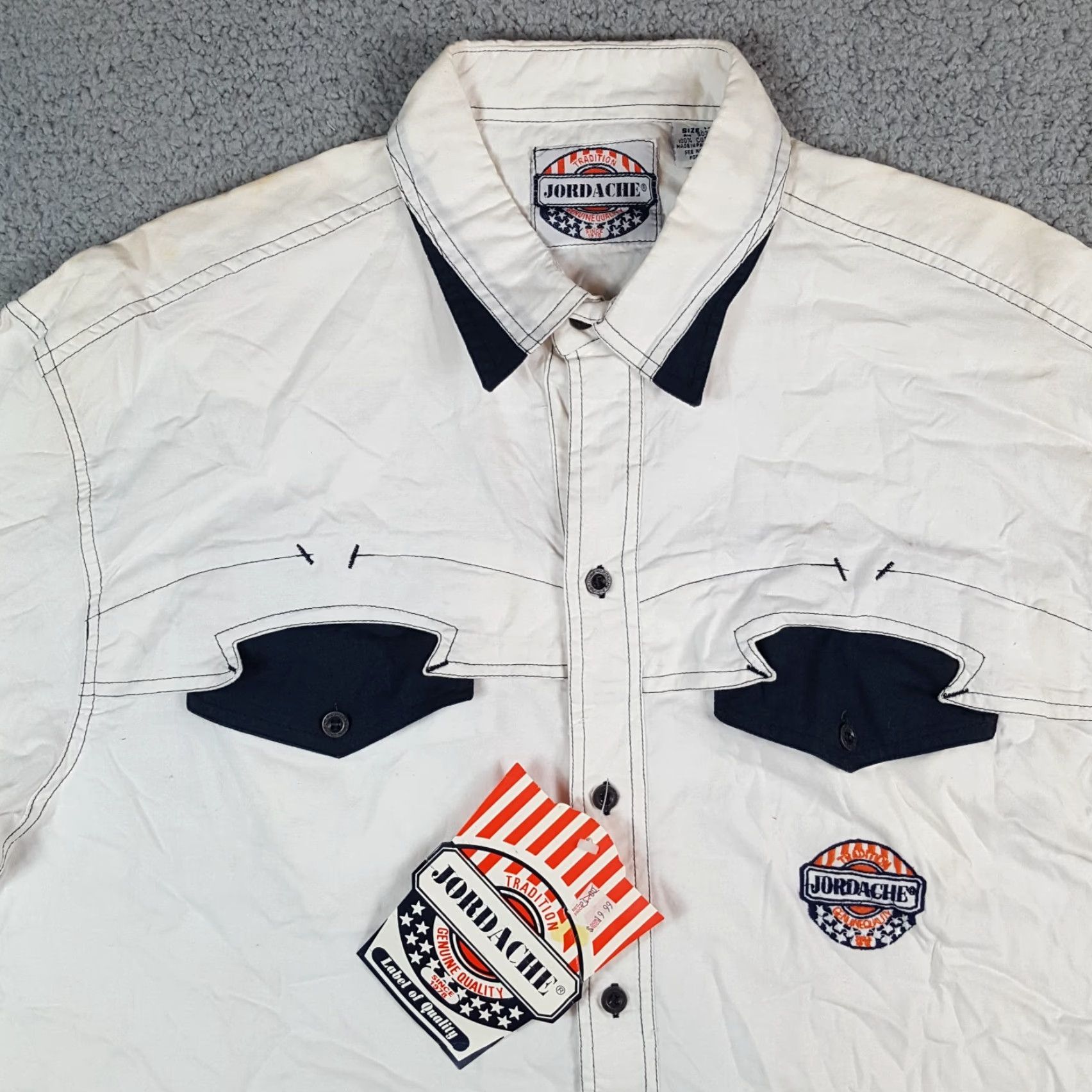 Jordache VINTAGE Jordache Western Button Up Shirt XL Womens Cowgirl 90s 80s Southwestern Cotton Canvas White Short Sleeve Collared Button-Up Size XL / US 12-14 / IT 48-50 - 2 Thumbnail