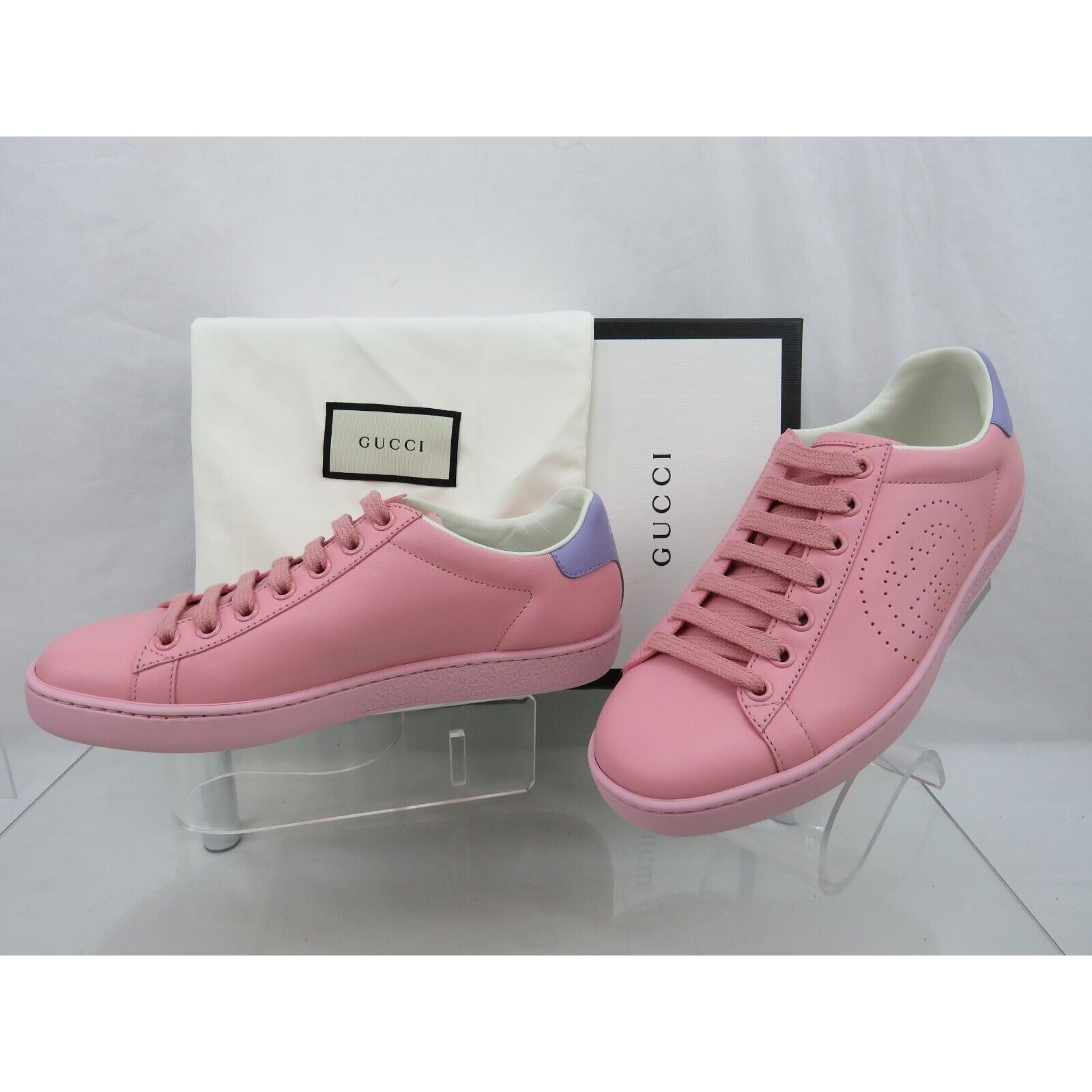Gucci GUCCI 598527 ACE GG LEATHER PINK BLUE LOGOSNEAKERS 35 5 $780 Size US 5 / IT 35 - 11 Thumbnail