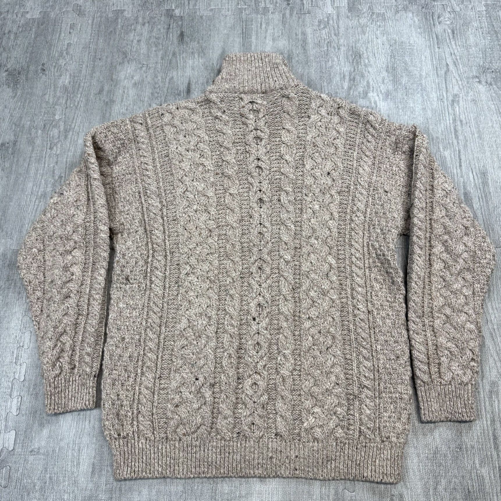 Vintage VINTAGE Carraig Donn Irish Wool Sweater Men's Large Full Zip Cable-Knit Autumn Winter Classic Brown Size US L / EU 52-54 / 3 - 7 Thumbnail
