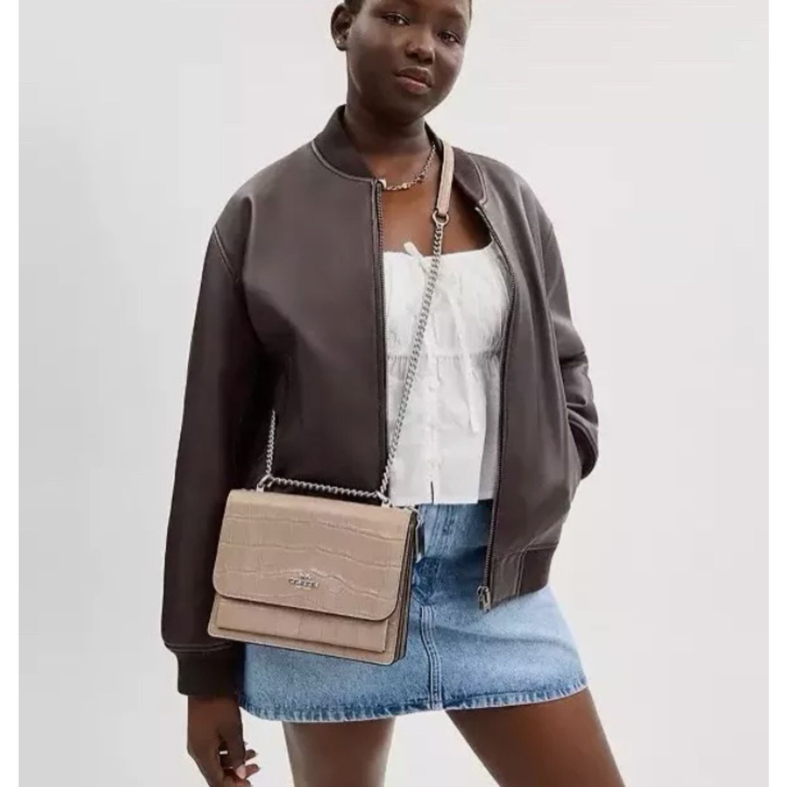 Coach Coach Klare xbody Crocodile-embossed Leather Silver Stone Size ONE SIZE - 5 Thumbnail