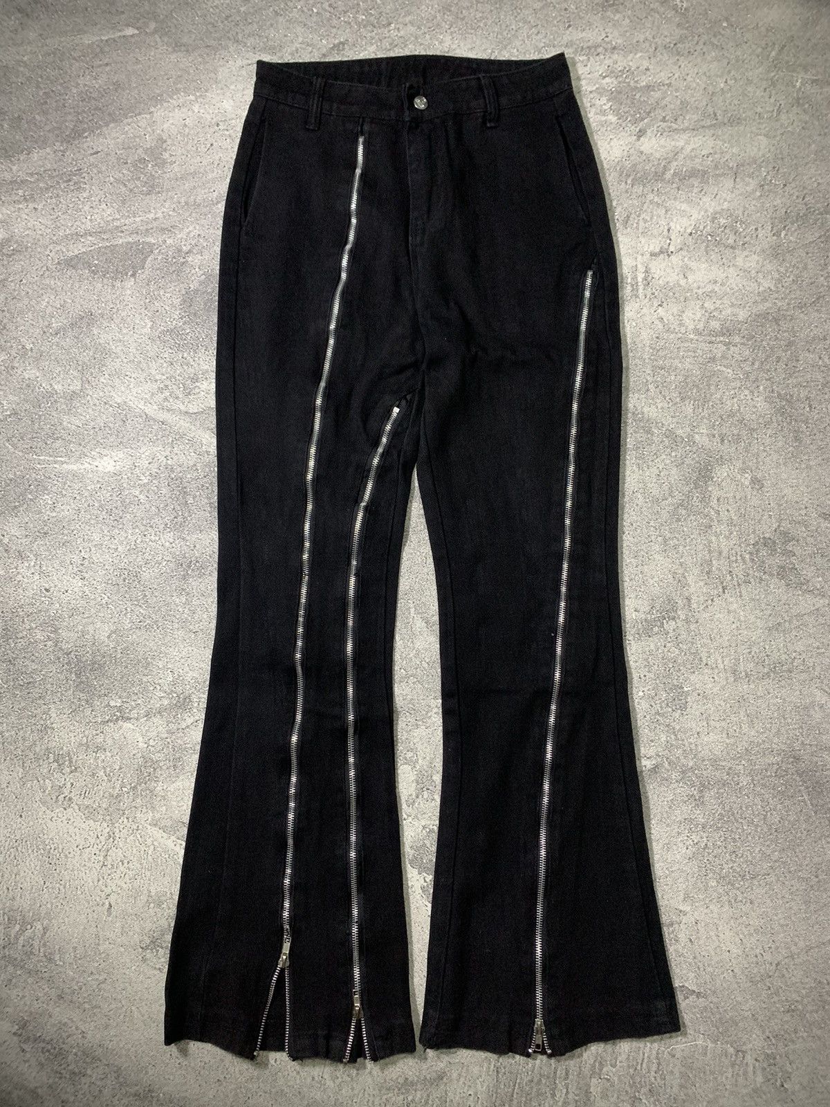 Japanese Brand MULTIZIPPER FLARE DENIM PANTS RICK OWENS STYLE Size US 30 / EU 46 - 7 Thumbnail