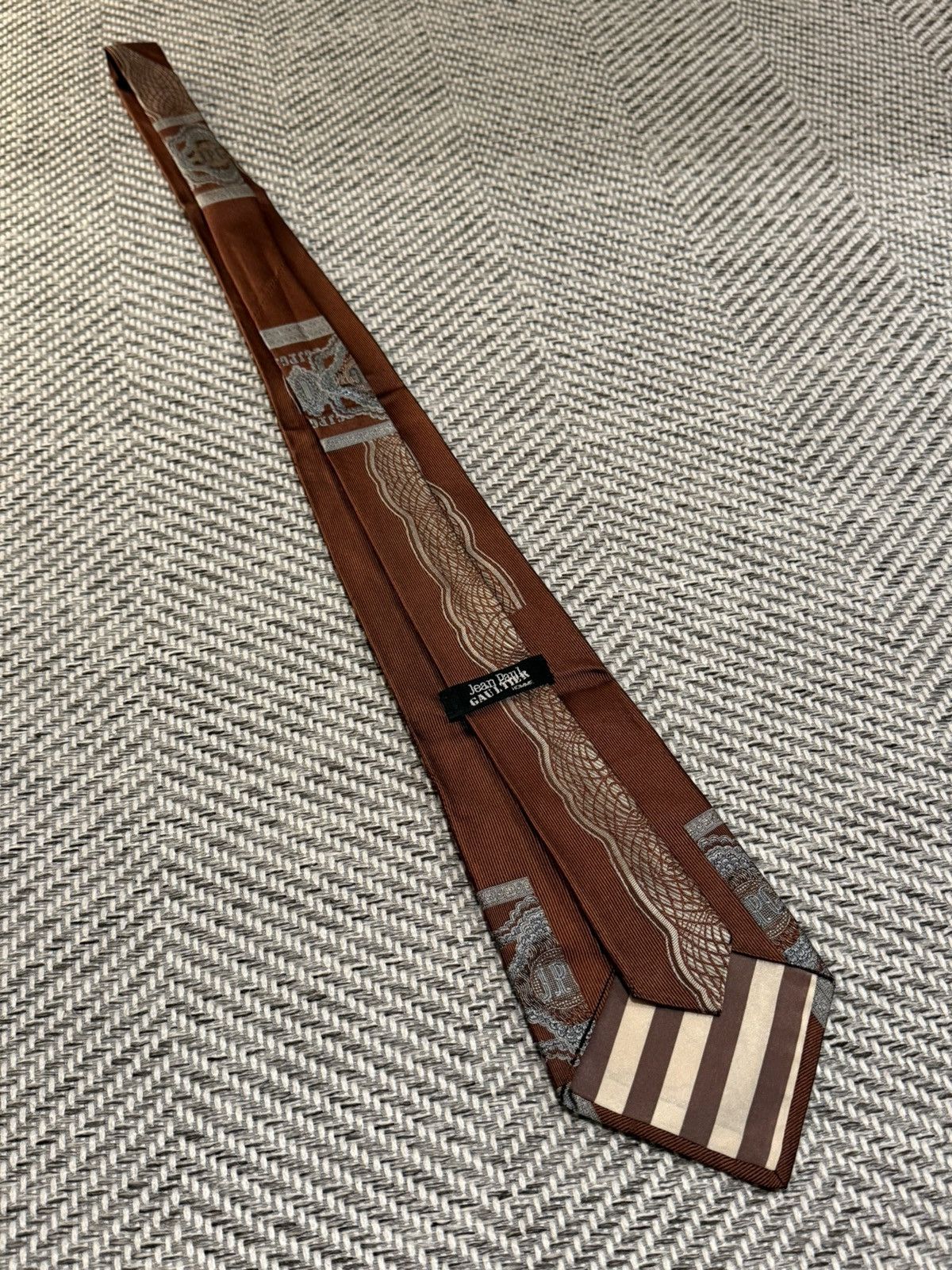 Jean Paul Gaultier Jean Paul Gaultier Geometric Crest Woven Vintage Tie Size ONE SIZE - 4 Thumbnail