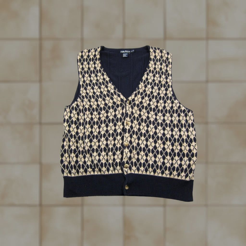 Nautica Vintage Nautica Sweater Vest Mens Extra Large Blue Argyle Knit Diamond 90s Size US XL / EU 56 / 4 - 1 Thumbnail