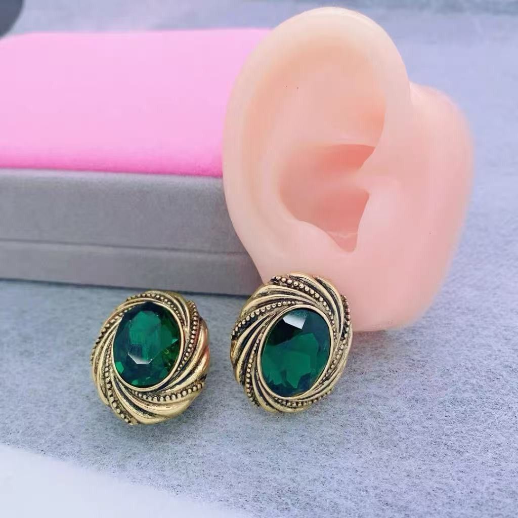 Other Artificial emerald, classic style earrings Size ONE SIZE - 4 Thumbnail