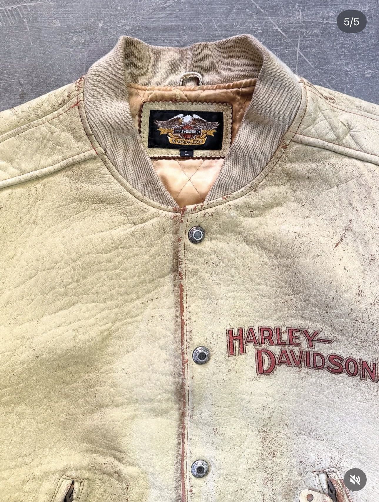 Harley Davidson Vintage Harley-Davidson Distressed Effect Leather Jacket Size US L / EU 52-54 / 3 - 5 Thumbnail