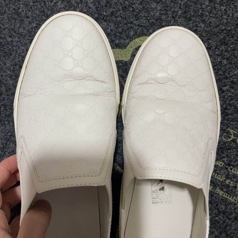 Gucci Gucci White Leather Fashion Slip-Ons -2508 Size US 5.5 / EU 38 - 6 Thumbnail