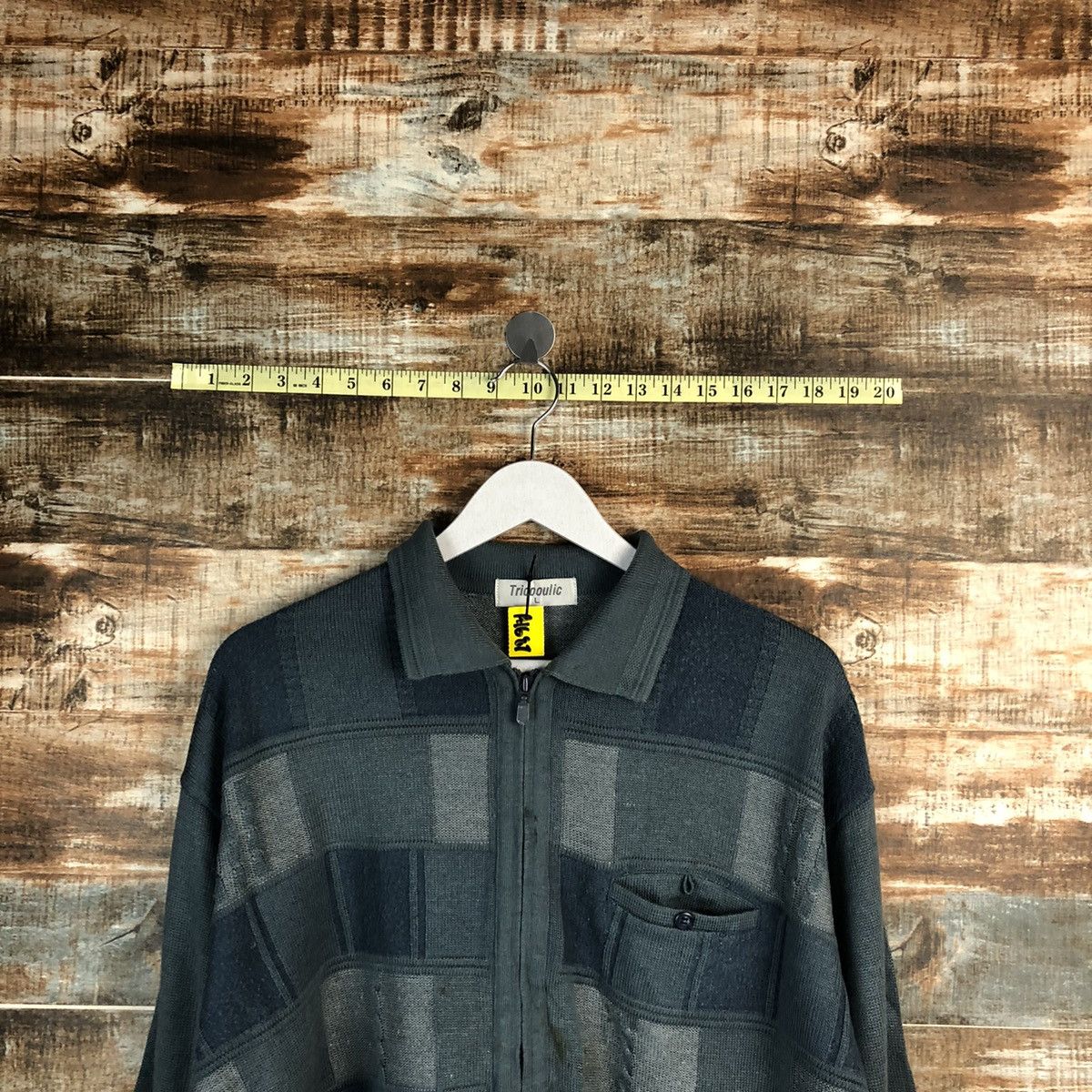 Homespun Knitwear TricoOulic Grey checkered Knitwear collar vintage #A1687 Size US L / EU 52-54 / 3 - 4 Thumbnail