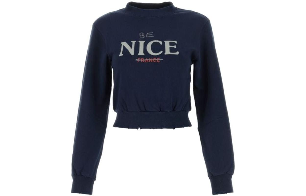 Balenciaga o1mt1gz0125 Shrunk Crewneck Sweater in Marine Blue Size XS / US 0-2 / IT 36-38 - 1 Thumbnail