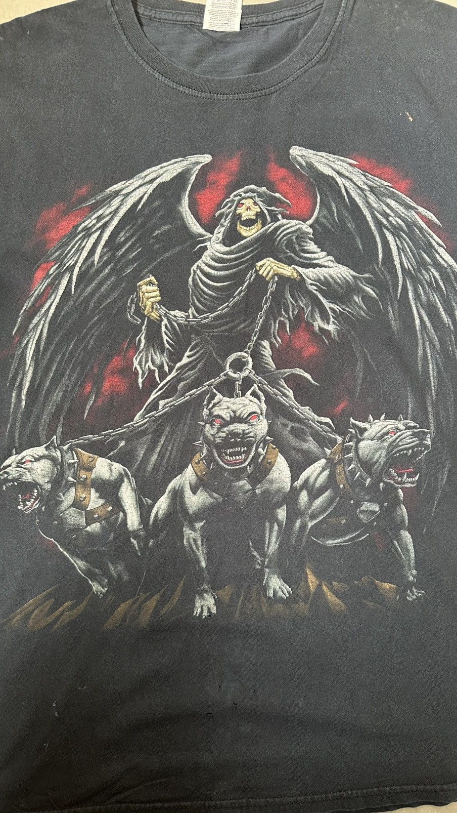 Vintage VINTAGE GRIM REAPER PITBULL TEE Size US M / EU 48-50 / 2 - 2 Thumbnail