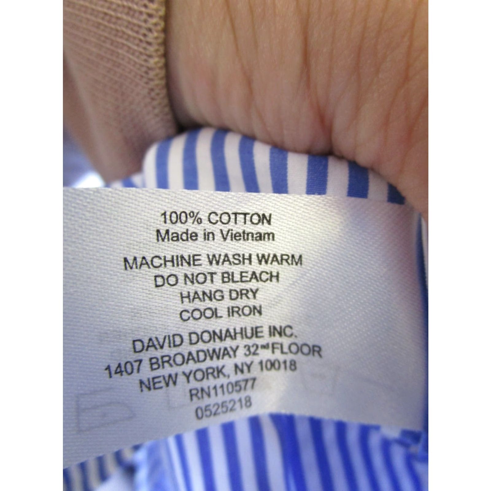 David Donahue VINTAGE David Donahue Dress Shirt Mens 17 White Striped Cotton Long Sleeve 17 White Mens Dress Shirt Size 46R - 8 Thumbnail