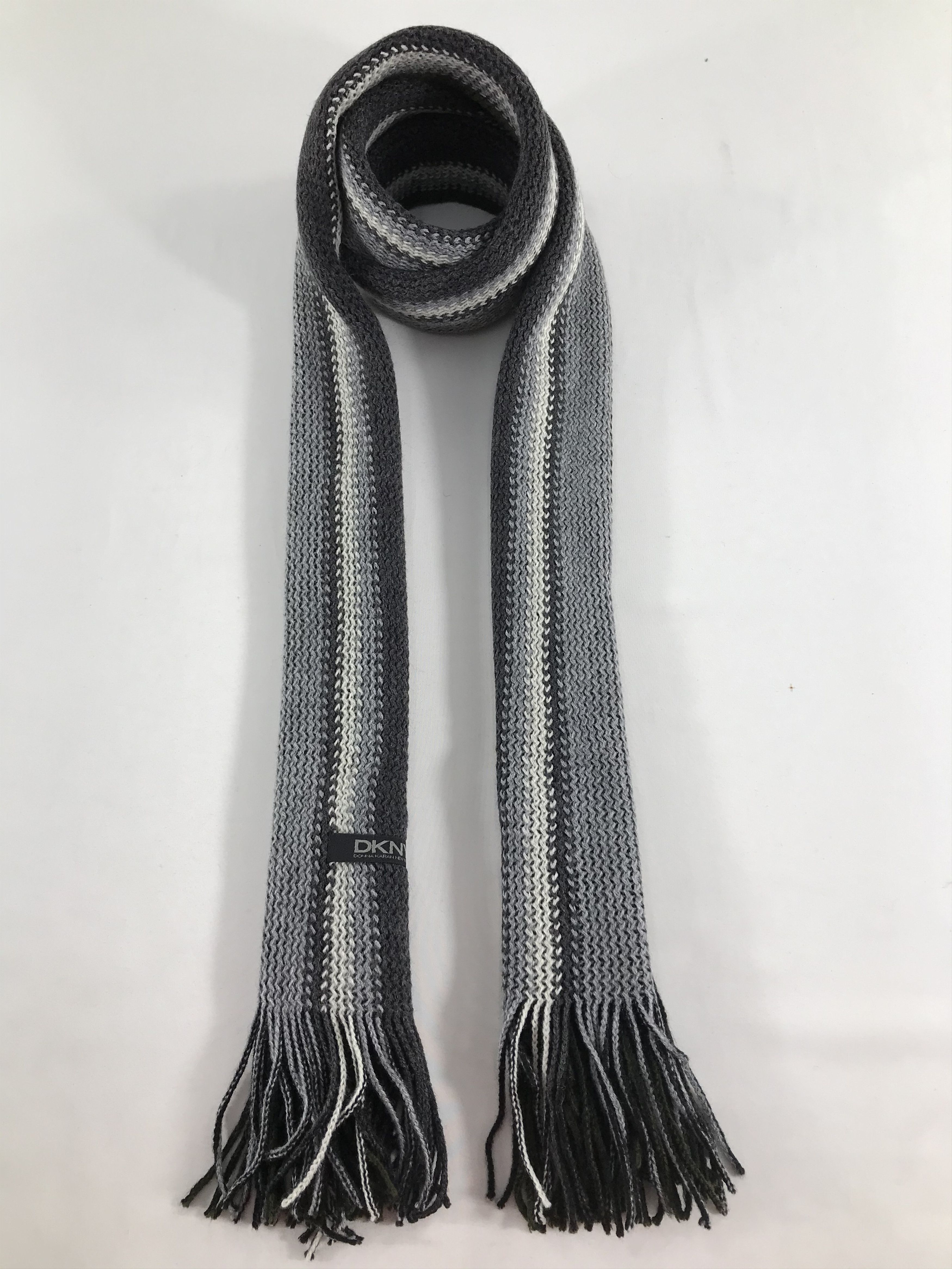 DKNY DKNY Striped Wool Scarf Muffler V483 Size ONE SIZE - 1 Thumbnail