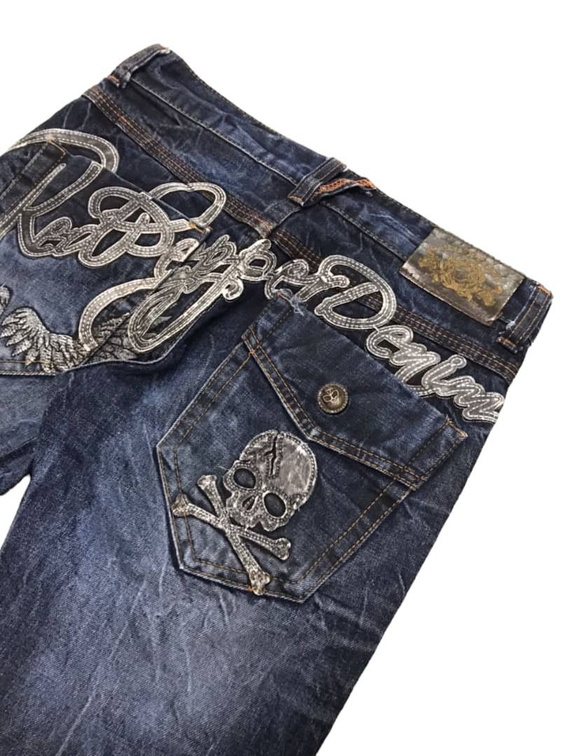 Japanese Brand 🔥🔥BEST OFFER🔥🔥RED PEPPER DENIM Skull Embroidery Jeans Size US 33 - 9 Thumbnail