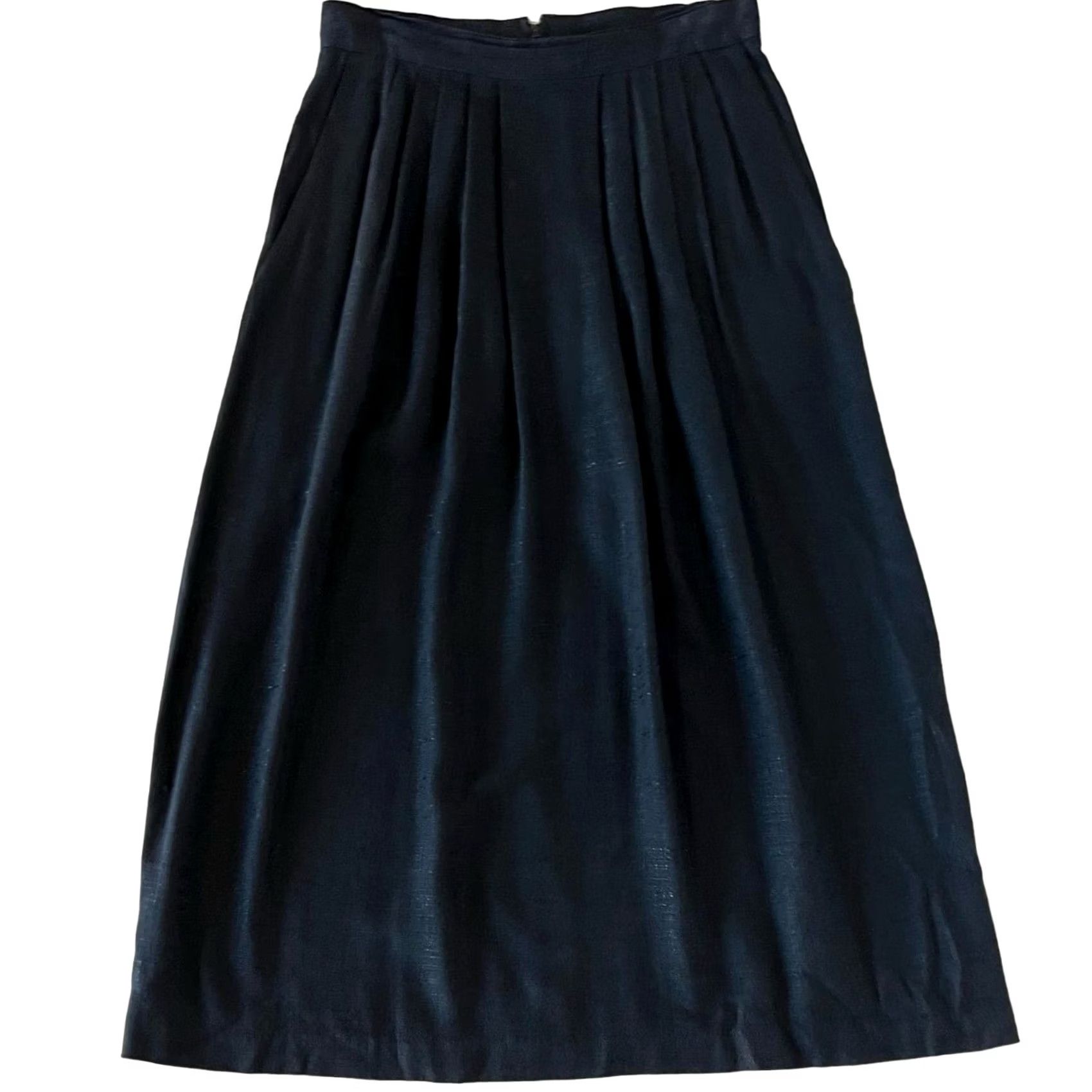 FLAX VINTAGE Emily St John Skirt Womens Midi Black A-Line Pockets Flax Rayon Sz 10 Size 32" / US 10 / IT 46 - 2 Thumbnail