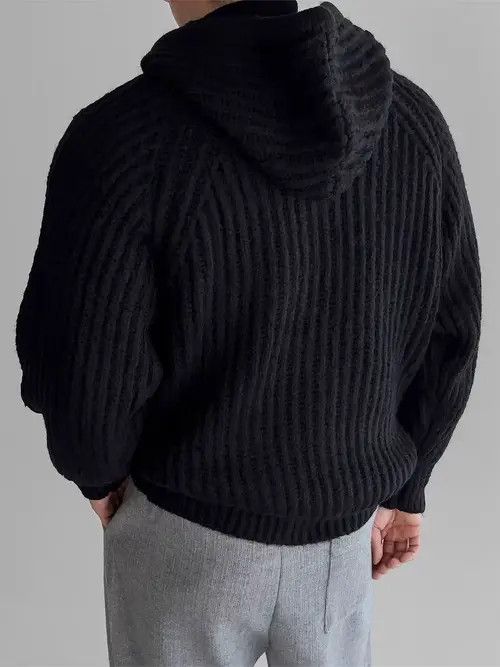 Japanese Brand Vintage Knit Thick Sweater Black XL Hooded Jacket Coat Size US XL / EU 56 / 4 - 2 Thumbnail