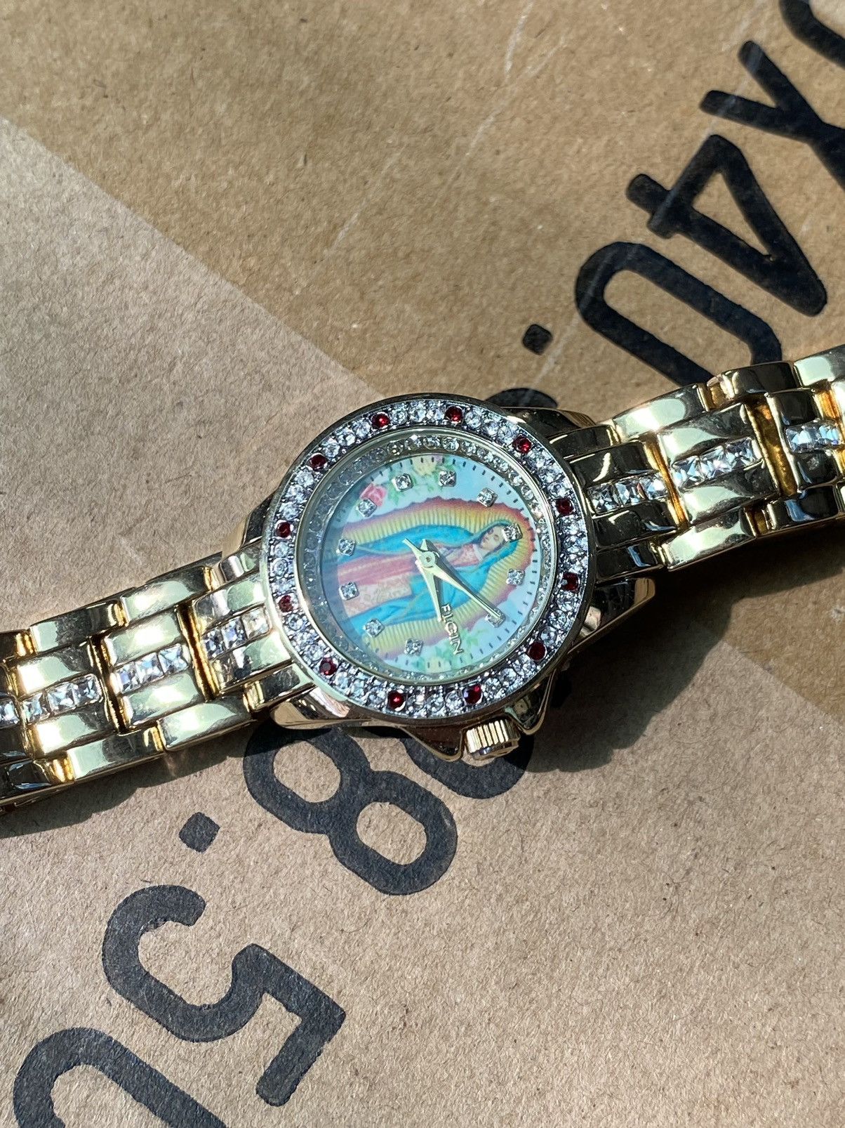 Japanese Brand × Jewelry × Vintage Unique Elgin Watch Virgen de Guadalupe, Gold, Stunning Size ONE SIZE - 8 Thumbnail