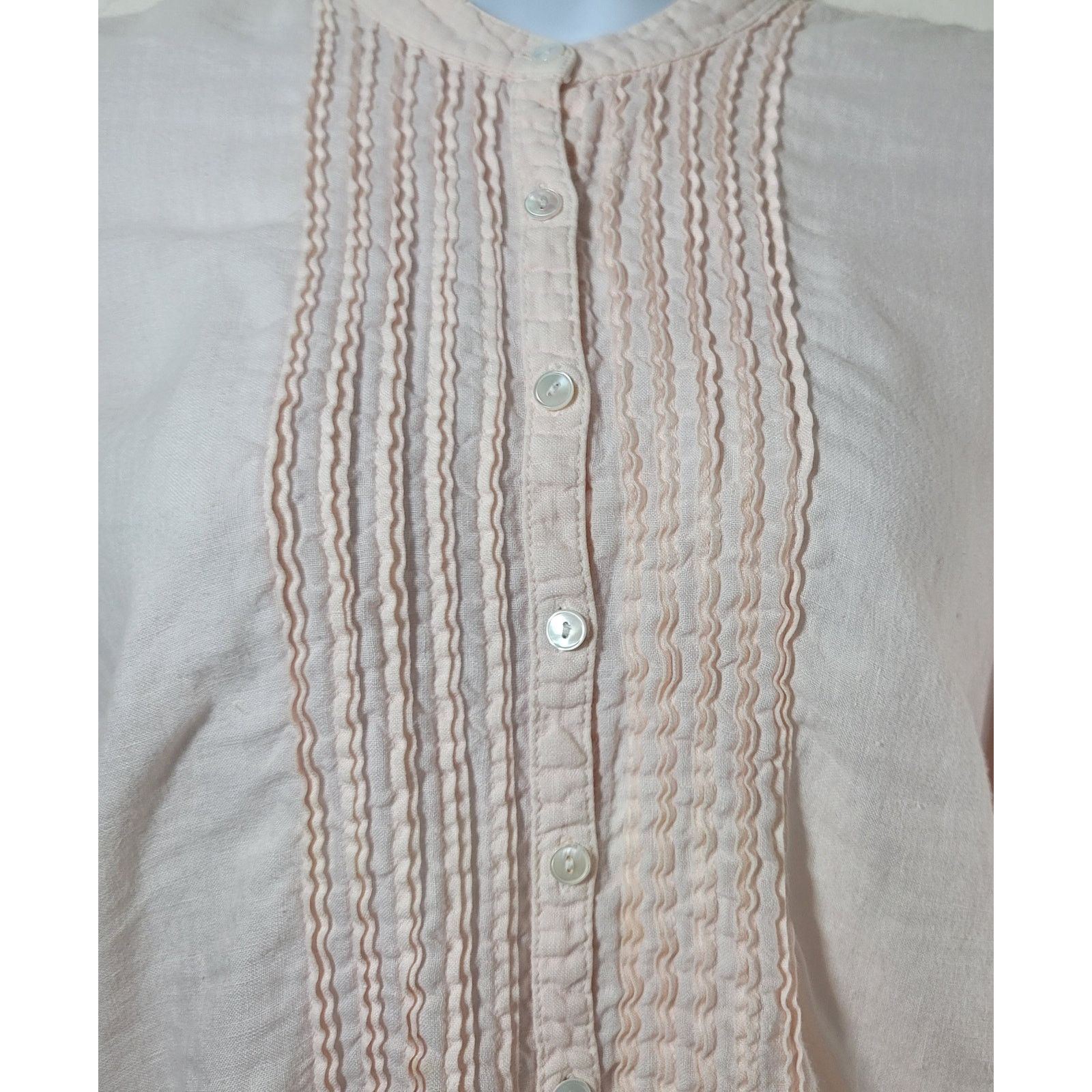 Lucky Brand Lucky Brand Peach Pink Tuxedo Pleated Button Up Top Medium Size M / US 6-8 / IT 42-44 - 2 Thumbnail