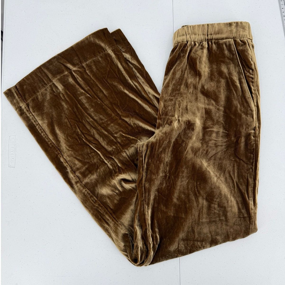 Faherty NWT Faherty Stretch Silk Blend Velvet Gold Genevieve Pants Size 26" / US 2 / IT 38 - 3 Thumbnail
