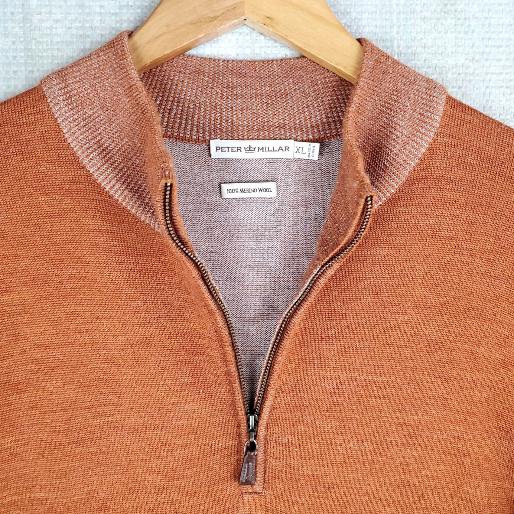 Peter Millar Peter Millar 100% Extrafine Merino Wool 1/4 Zip Sweater XL Pullover Burnt Orange Golf Mens Size US XL / EU 56 / 4 - 4 Thumbnail