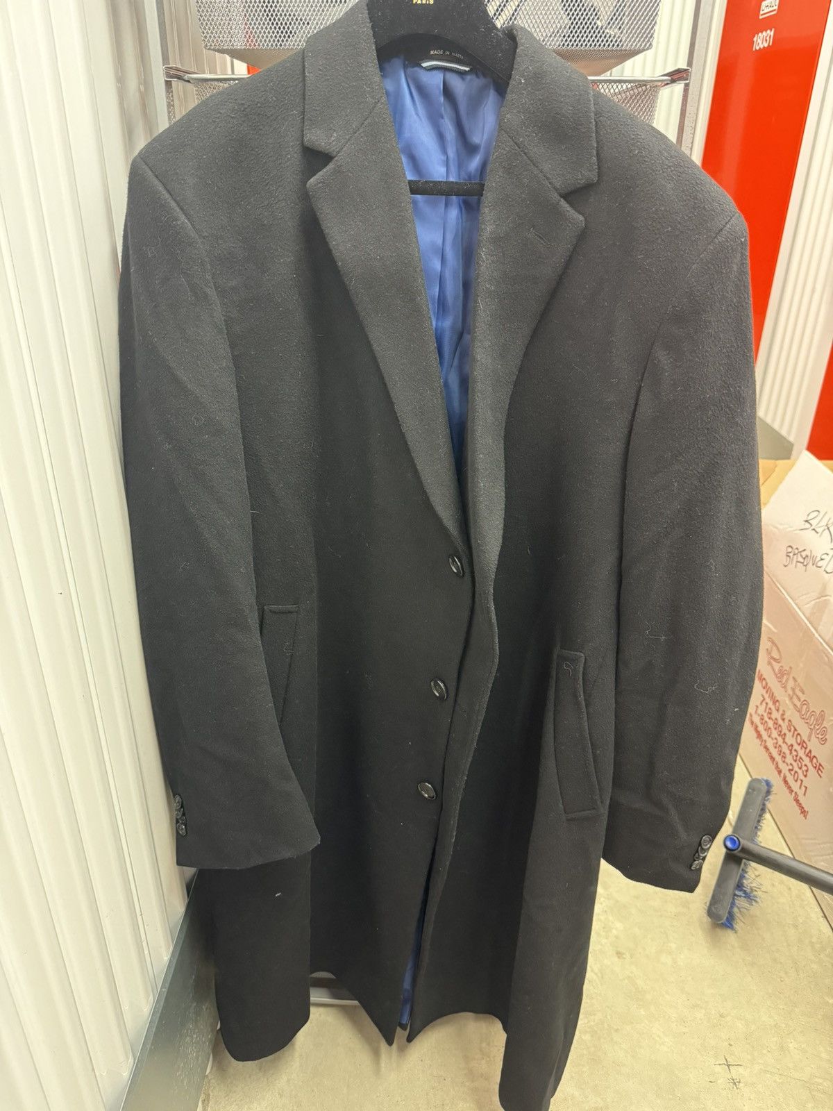 Tommy Hilfiger Men's Wool-Blend Trim Fit Overcoat XXL