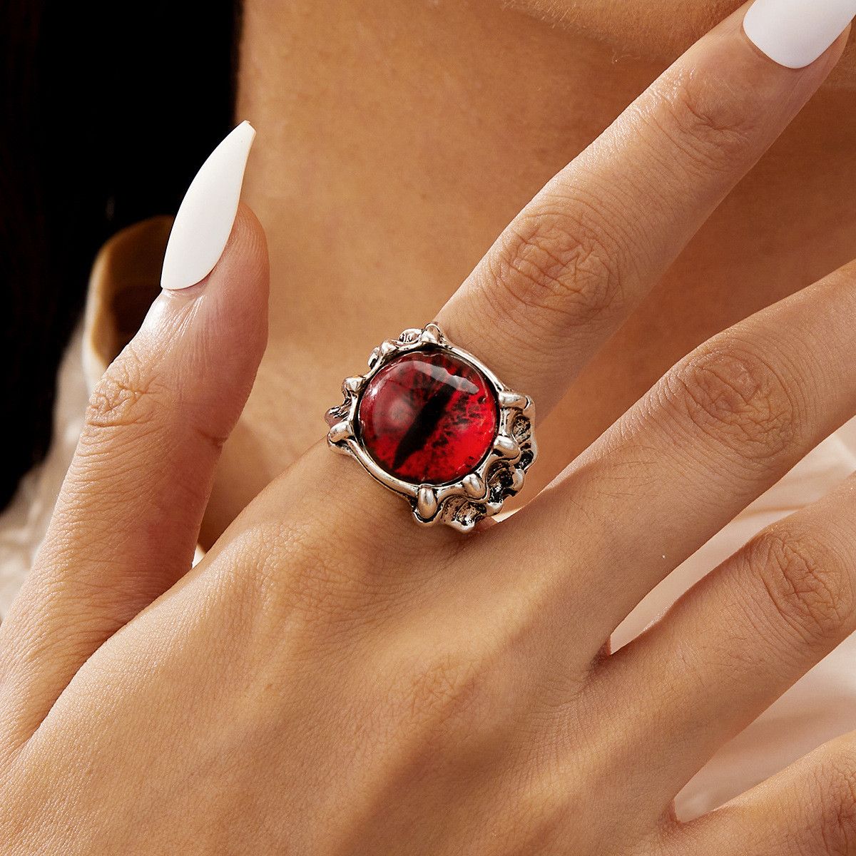 Jewelry Skeleton Devil's Eye Jewelry Rings Chrome Ring (Size 7-13) Size ONE SIZE - 1 Thumbnail