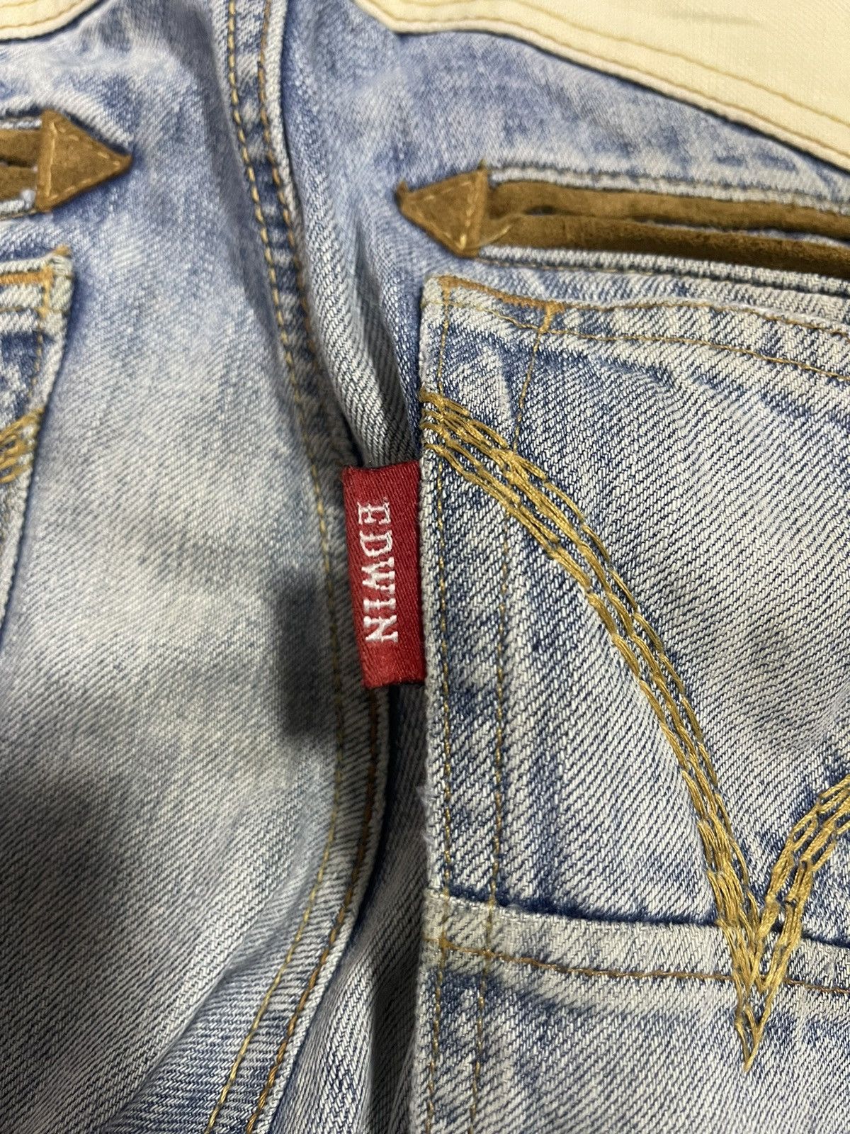 Edwin × Japanese Brand Edwin Exclusive Vintage Distressed Jeans (14) Size US 33 - 3 Thumbnail