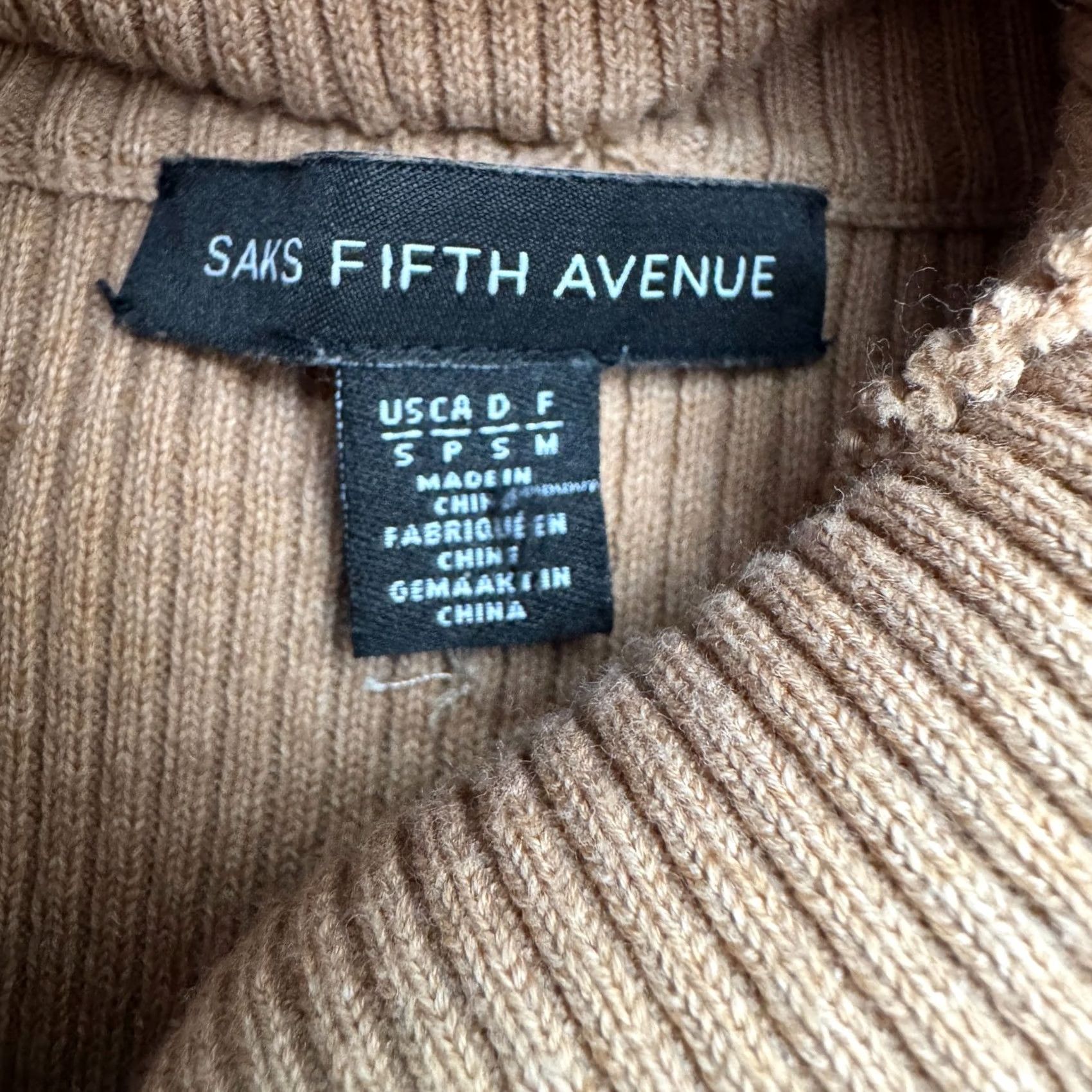 Vintage Saks Fifth Avenue Turtleneck A-Line Midi Sweater Dress Womens Small Camel Brown Size S / US 4 / IT 40 - 5 Thumbnail