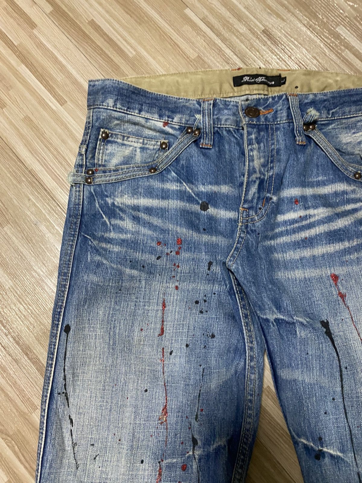 Japanese Brand 💥JEANS SPLATTER PAINT SPLASHES💥 Size US 32 / EU 48 - 6 Thumbnail