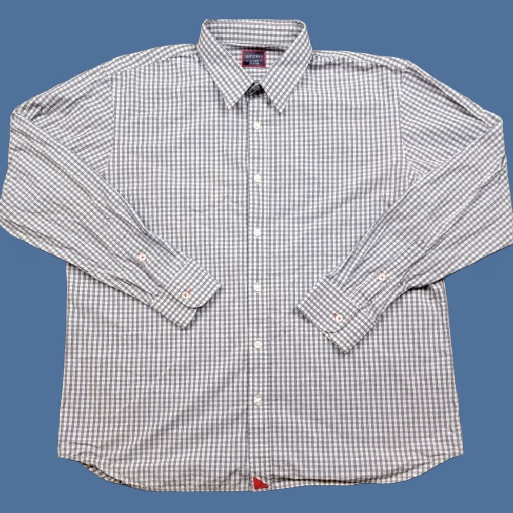 UNTUCKit UNTUCKit Shirt Mens 2XL Purple White Gingham Long Sleeve Button Down 100% Cotton Size US XXL / EU 58 / 5 - 1 Thumbnail