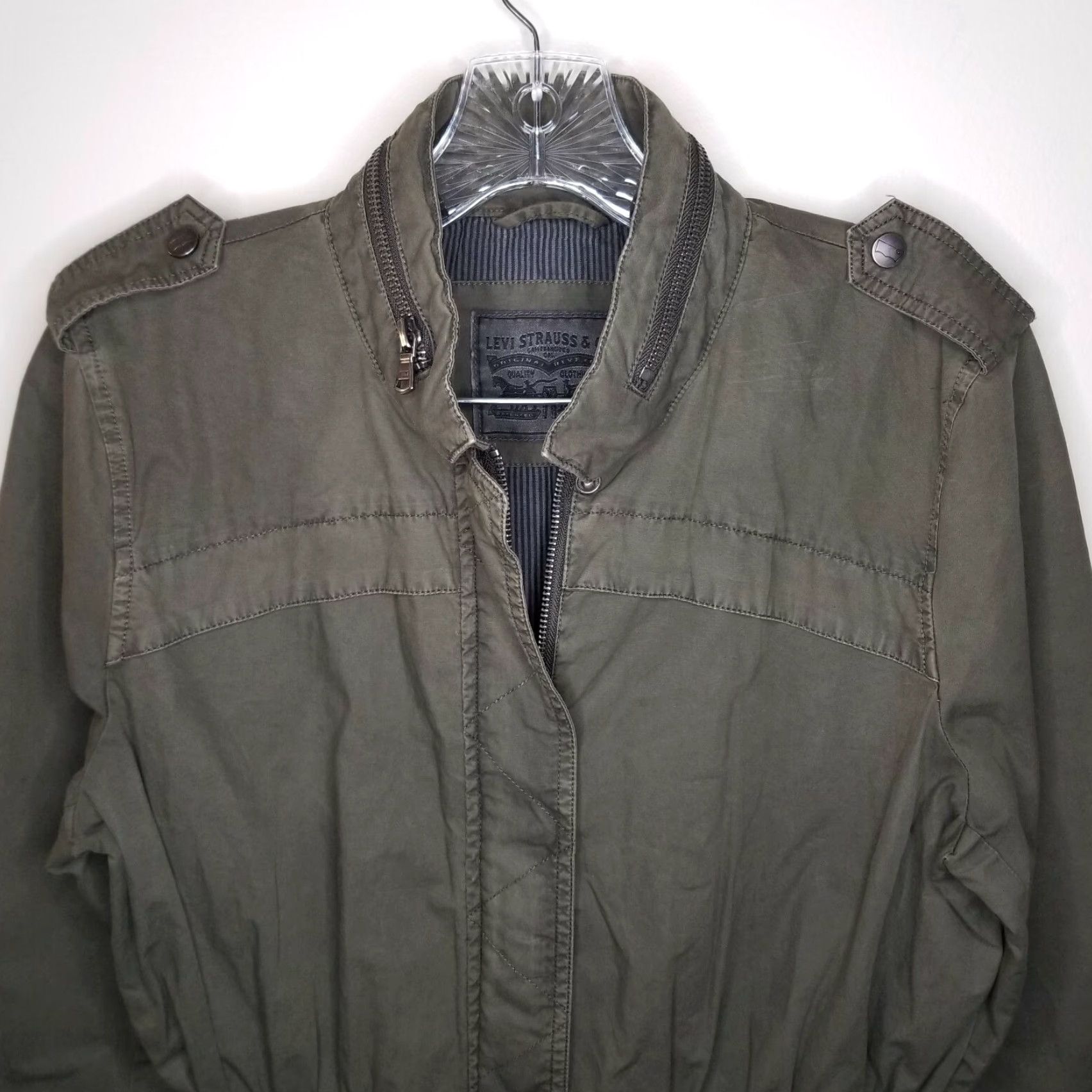 Vintage Levi Strauss Women's Green Cotton Utility Pea Coat Jacket Full Zip Size S Size S / US 4 / IT 40 - 3 Thumbnail