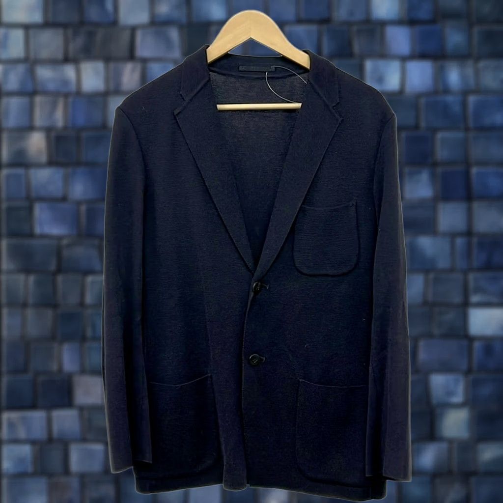 Issey Miyake ISSEY MIYAKE MEN Jacket Long-Sleeve Knit Dark Navy Size M Solid Used Size US M / EU 48-50 / 2 - 1 Thumbnail