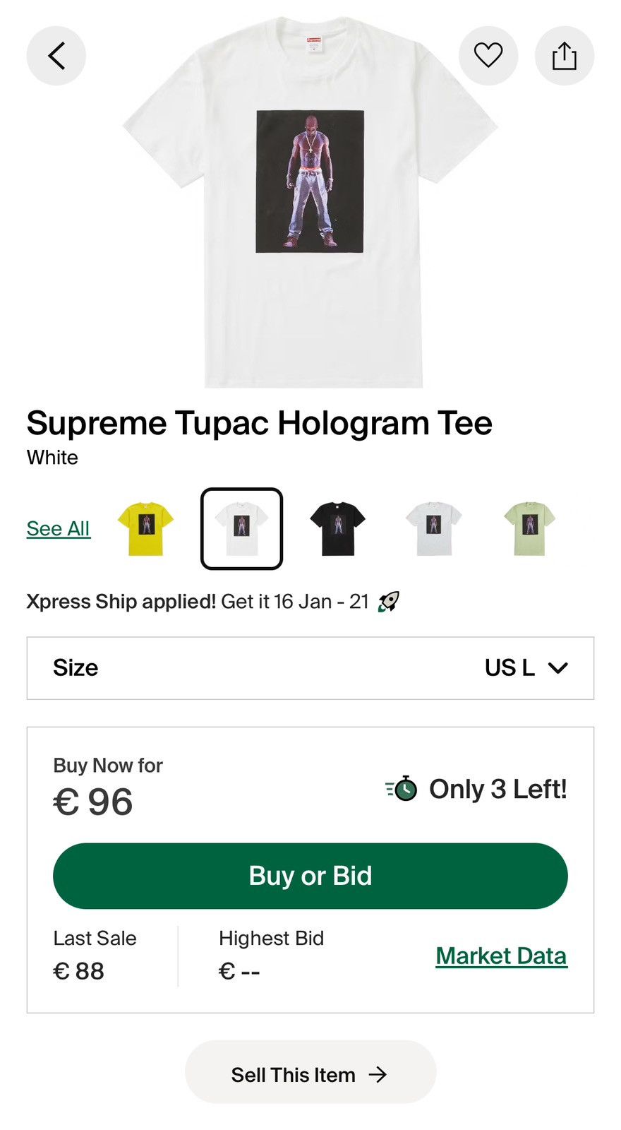 Supreme Supreme Tupac Hologram Tee White Size US L / EU 52-54 / 3 - 3 Thumbnail