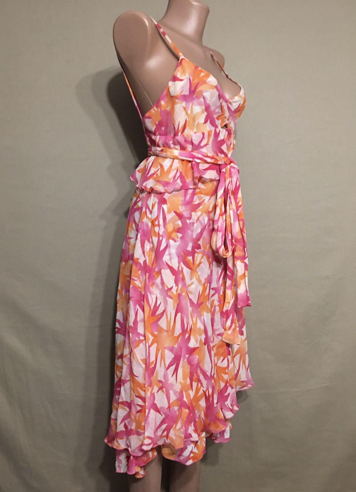 Diane von Furstenberg Diane Von Furstenberg Silk Pink & Orange Pretty Dress Size M / US 6-8 / IT 42-44 - 4 Thumbnail