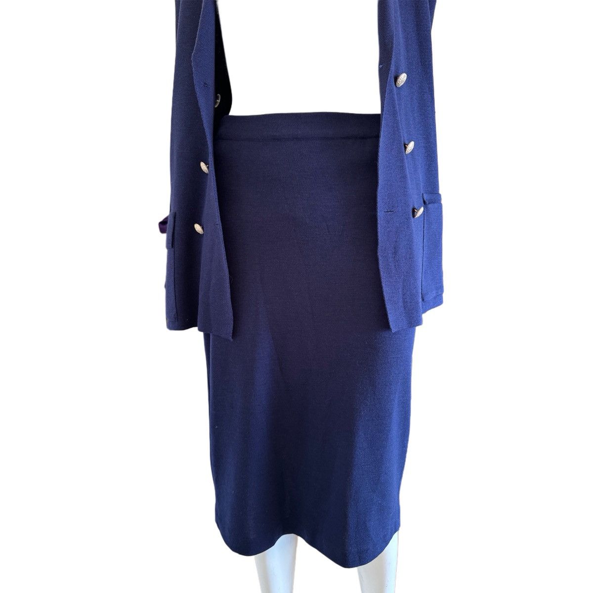 Vintage Bonnie blair navy blue blazer sweater coat skirt set 90’s Size 30" / US 8 / IT 44 - 1 Thumbnail