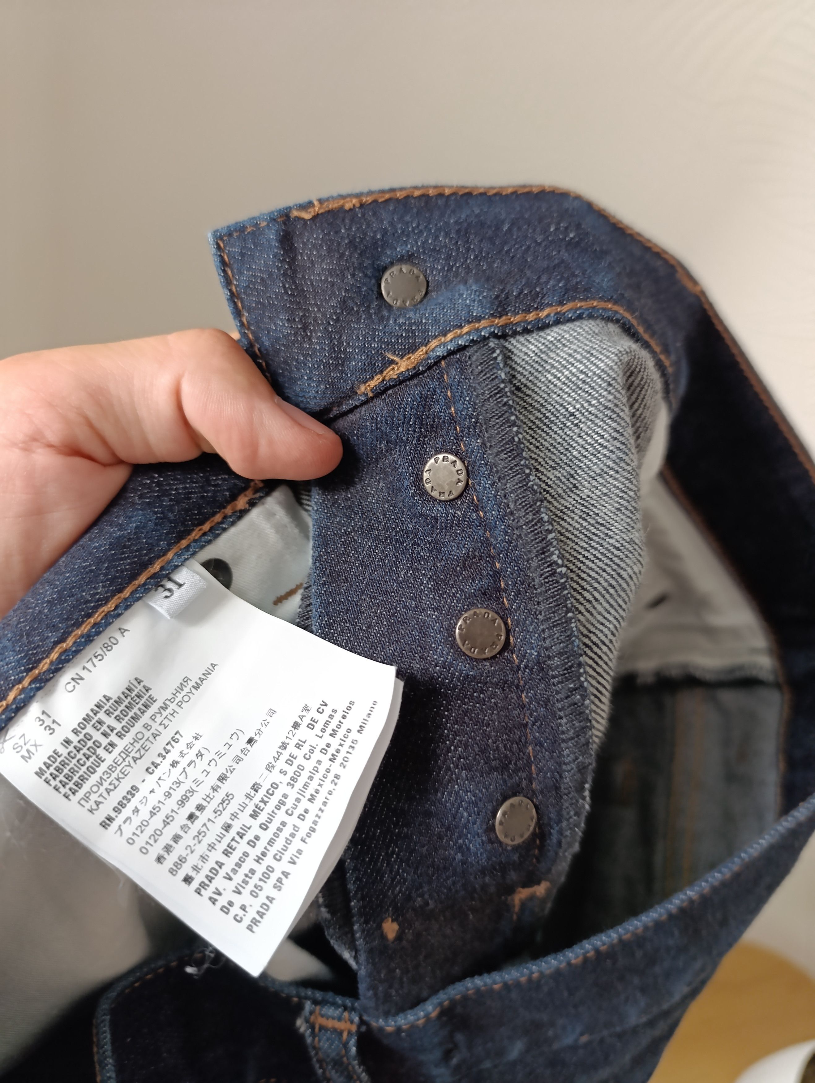 Designer PRADA SLIM-FIT MID-RISE JEANS NAVY Size US 31 - 18 Thumbnail