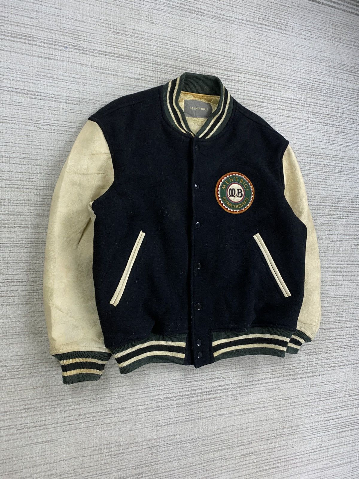 BIGI × Vintage Vtg Men’s Bigi Embroidery Spellout Varsity Leather Jacket Size US L / EU 52-54 / 3 - 3 Thumbnail