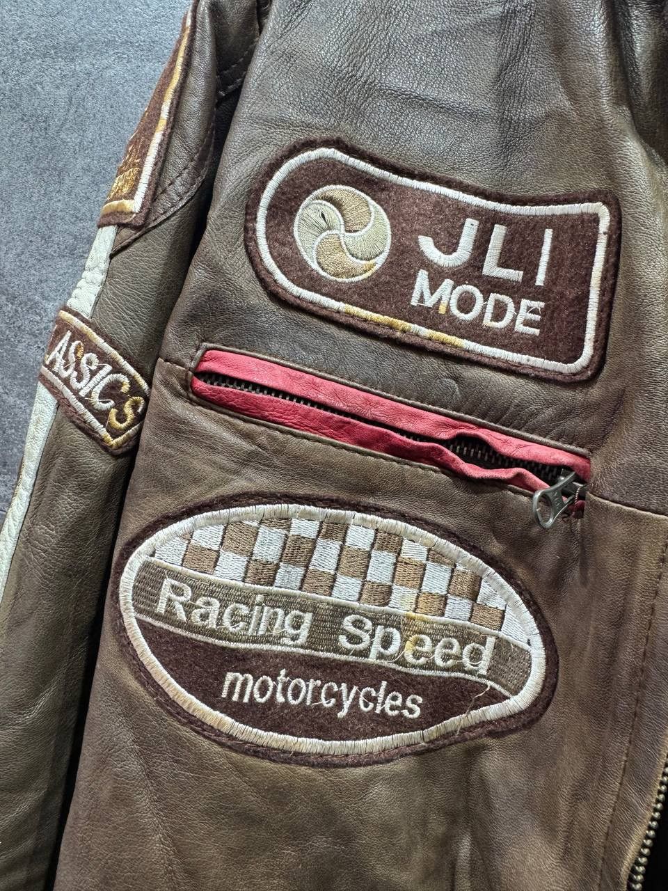 Vintage Aviatrix Men's Real Leather Brown Patch Racing Biker Jacket Size US XL / EU 56 / 4 - 6 Thumbnail