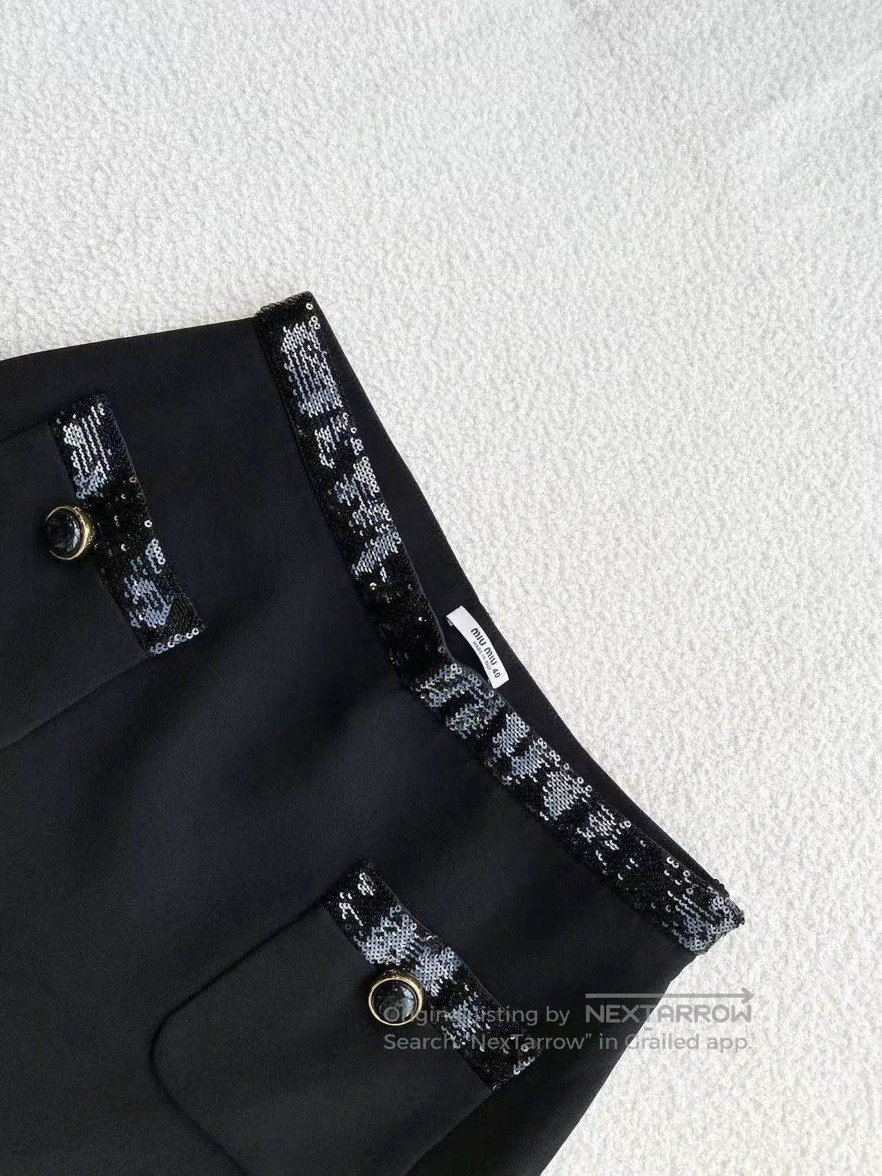 Miu Miu Miu Miu Black Sequin Mini Skirt| Size 26" / US 2 / IT 38 - 4 Thumbnail