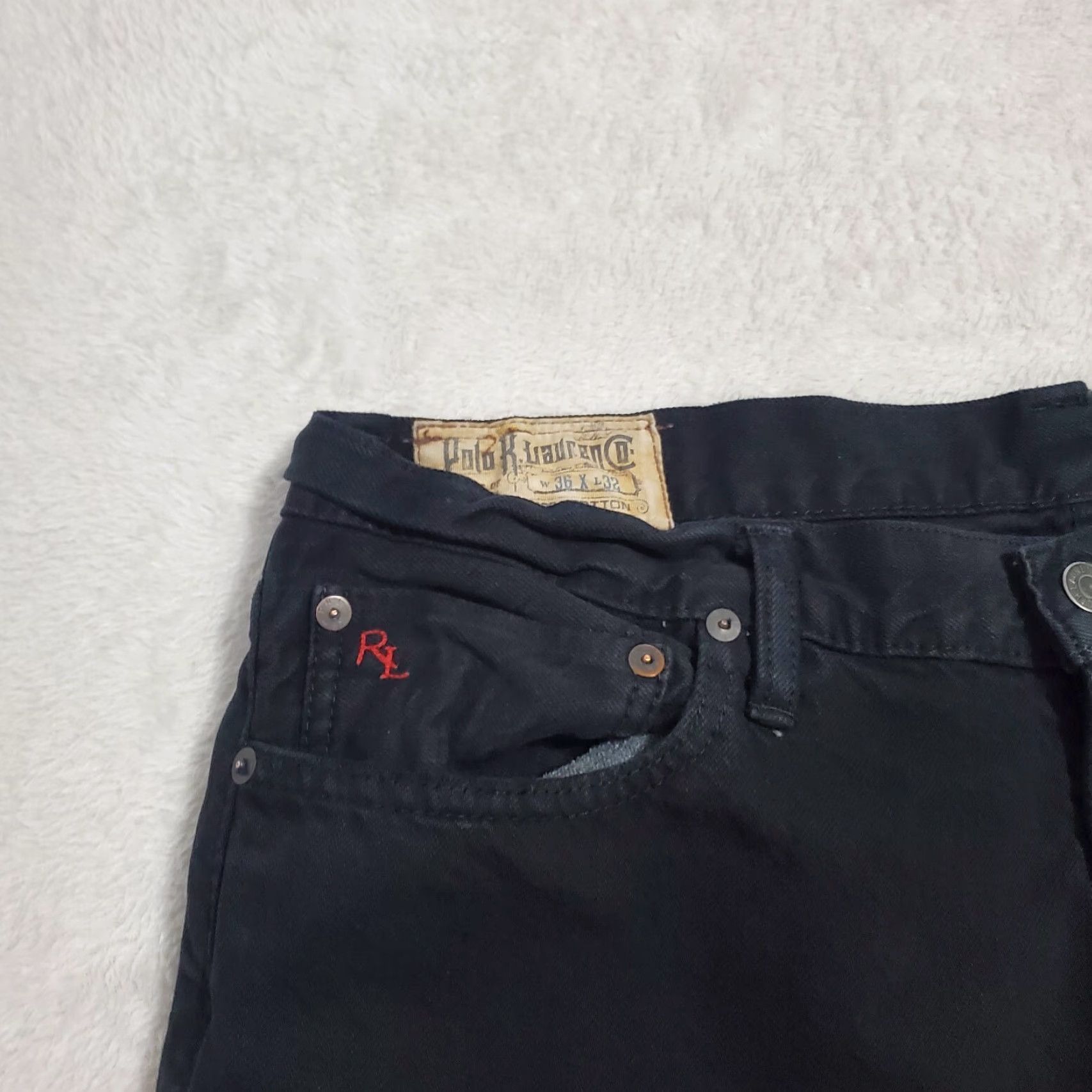 Polo Ralph Lauren Polo Ralph Lauren Jeans Mens 36x32 Black Straight Mid Rise 100% Cotton Denim Size US M / EU 48-50 / 2 - 5 Thumbnail