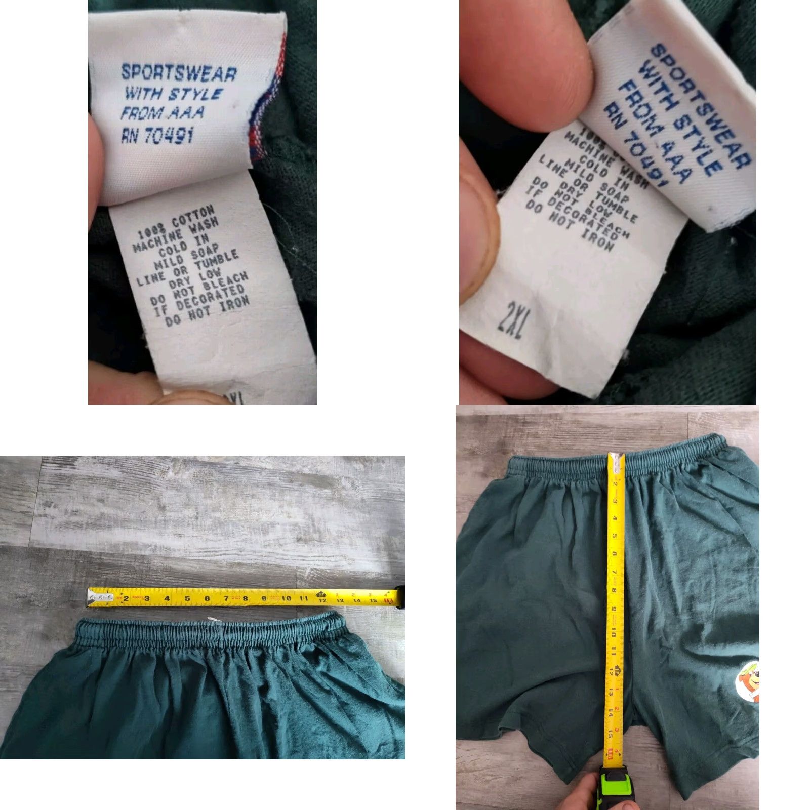 American Apparel VINTAGE Yogi Bear Jellystone Park Green Shorts Men 2XL Activewear USA Made Elastic Waist Size US 39 - 8 Thumbnail