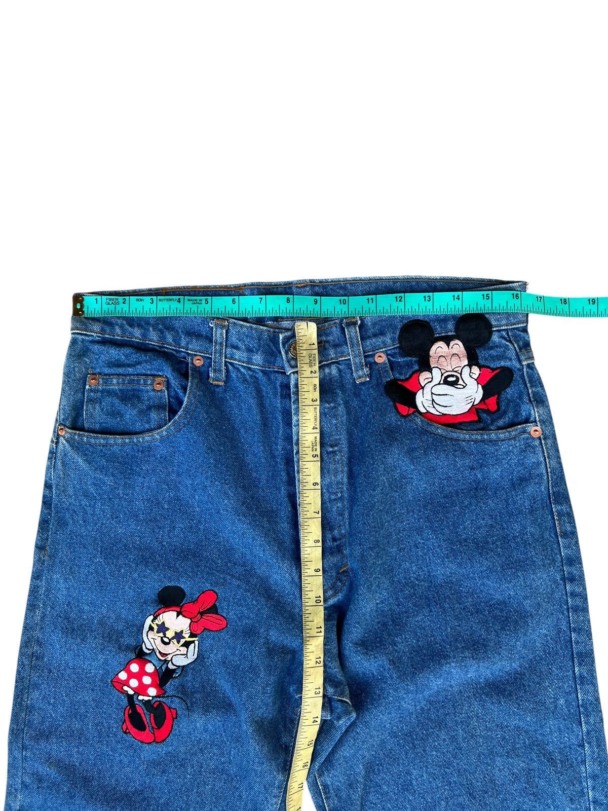Too Cute Guetta Bros. 90s Too Cute Guetta Bros X Disney Mickey Minnie Denim Jeans Size US 31 - 4 Thumbnail