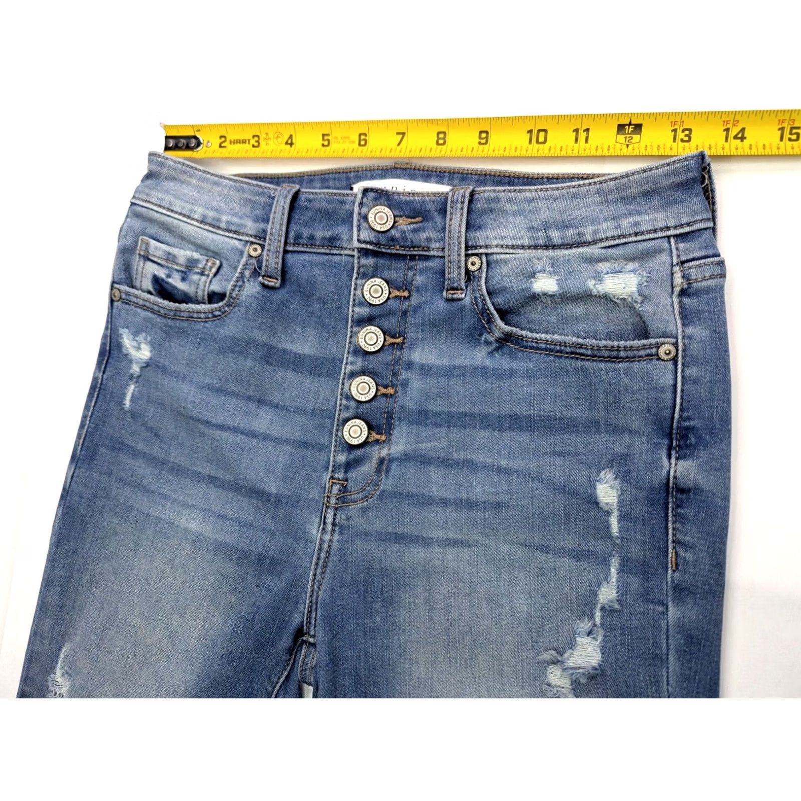 Vintage Eunina Jeans Distressed High Rise Skinny 5 27x27.5 Blue Women Jeans Size 27" / US 4 / IT 40 - 5 Thumbnail
